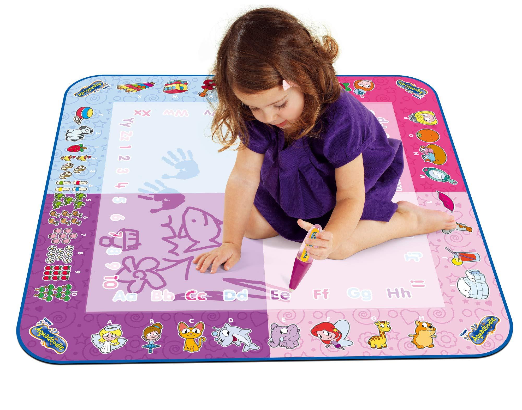 AquaDoodle TOMY Aquadoodle Classic Large Water Doodle Mat, Official No Mess Colouring & Drawing Game, Suitable for Toddlers and Children - Boys & Girls 18 Months, 2, 3, 4+ Year Olds, Pink