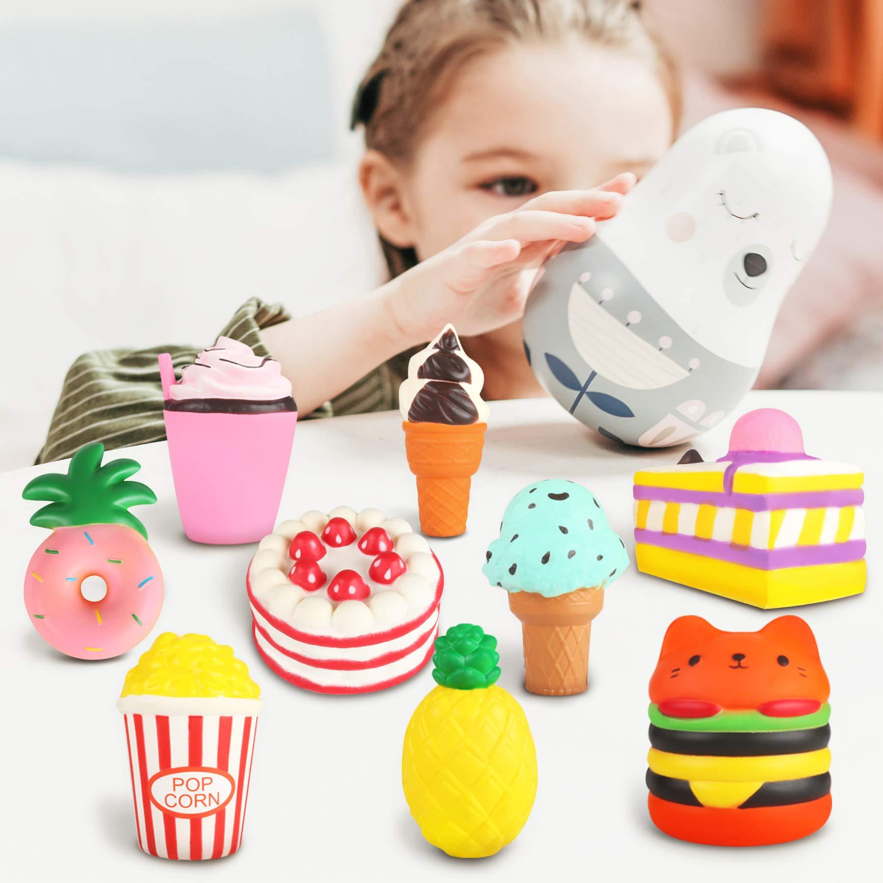 YOYI Slow Rising Jumbo Squishies Toys Set - 9 Pack Soft Kawaii Squishy Hamburger Popcorn Cake Ice Cream Donut Stress Relief Squeeze Toy for Boys and Girls