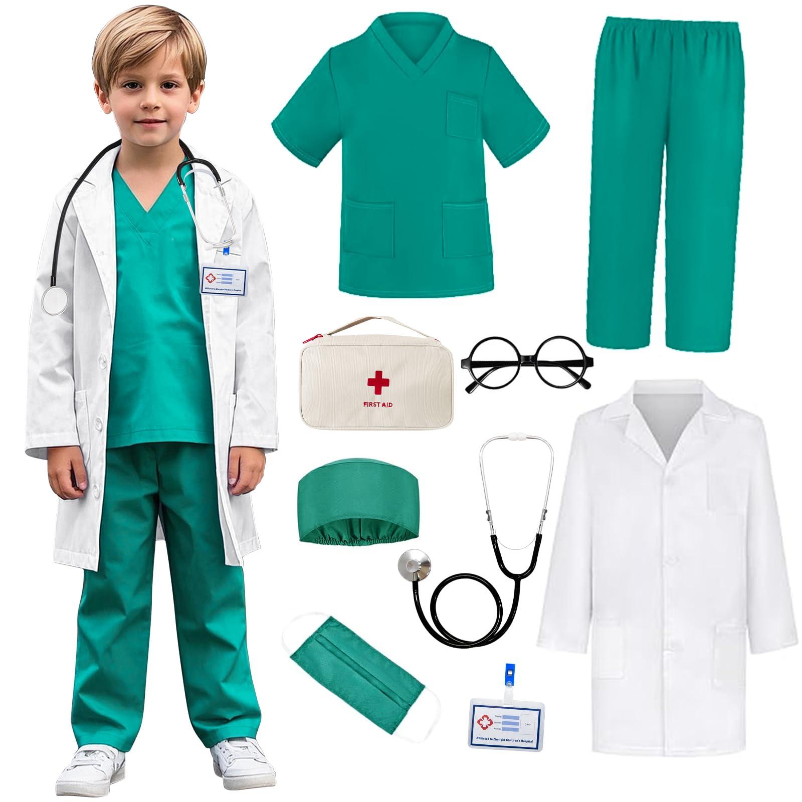 Miltrs Miltrs Doctor Costume For Kids With Real Stethoscope Kids Scrubs Halloween Costumes For Girls Boys Doctor Dress Up