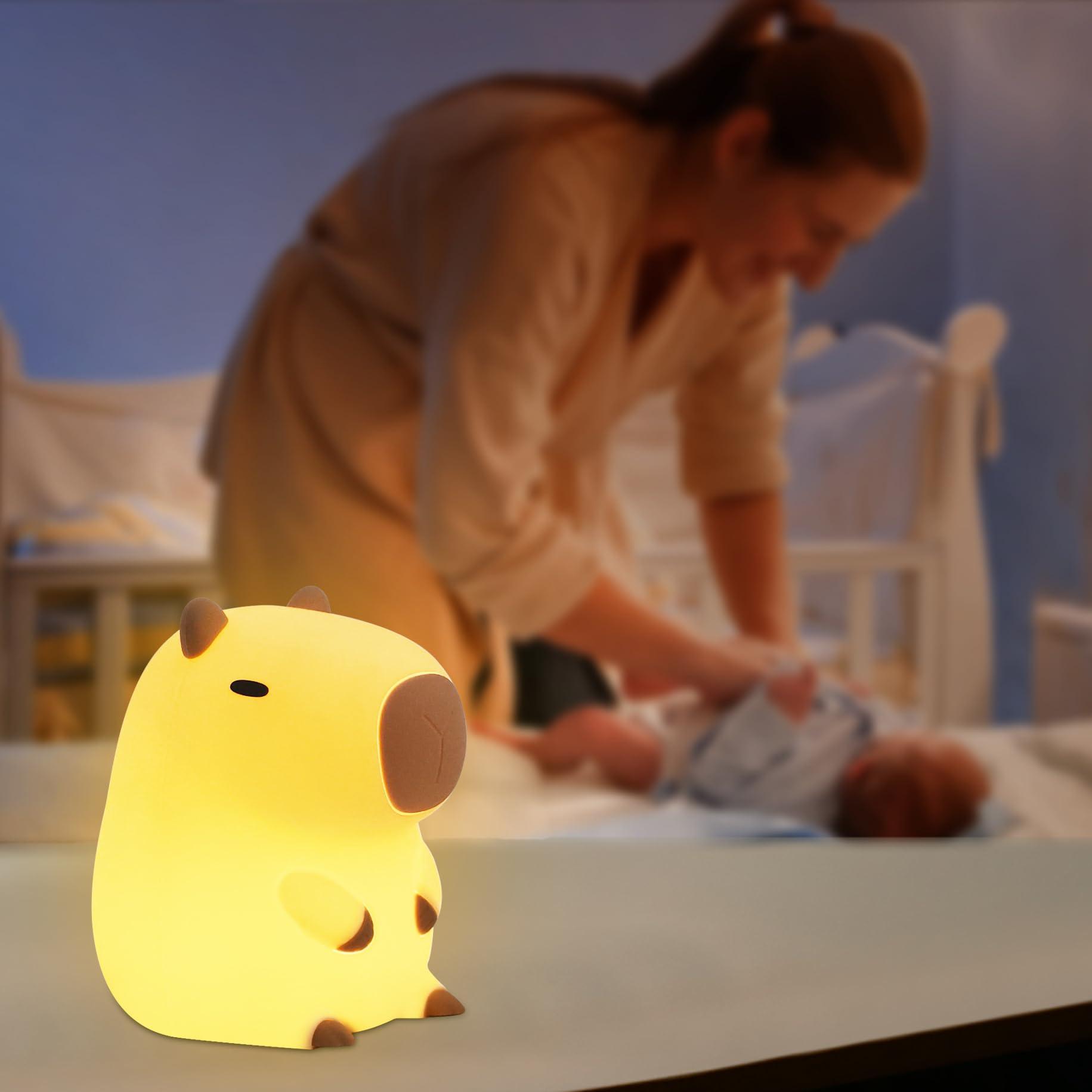YuanDian YuanDian Capybara Night Light, Cute Nursery Lamp for Kids, Girls, Women, Teen, and Babies. Decorate Kids' Bedroom with Adorable Silicone Capybara Nightlights