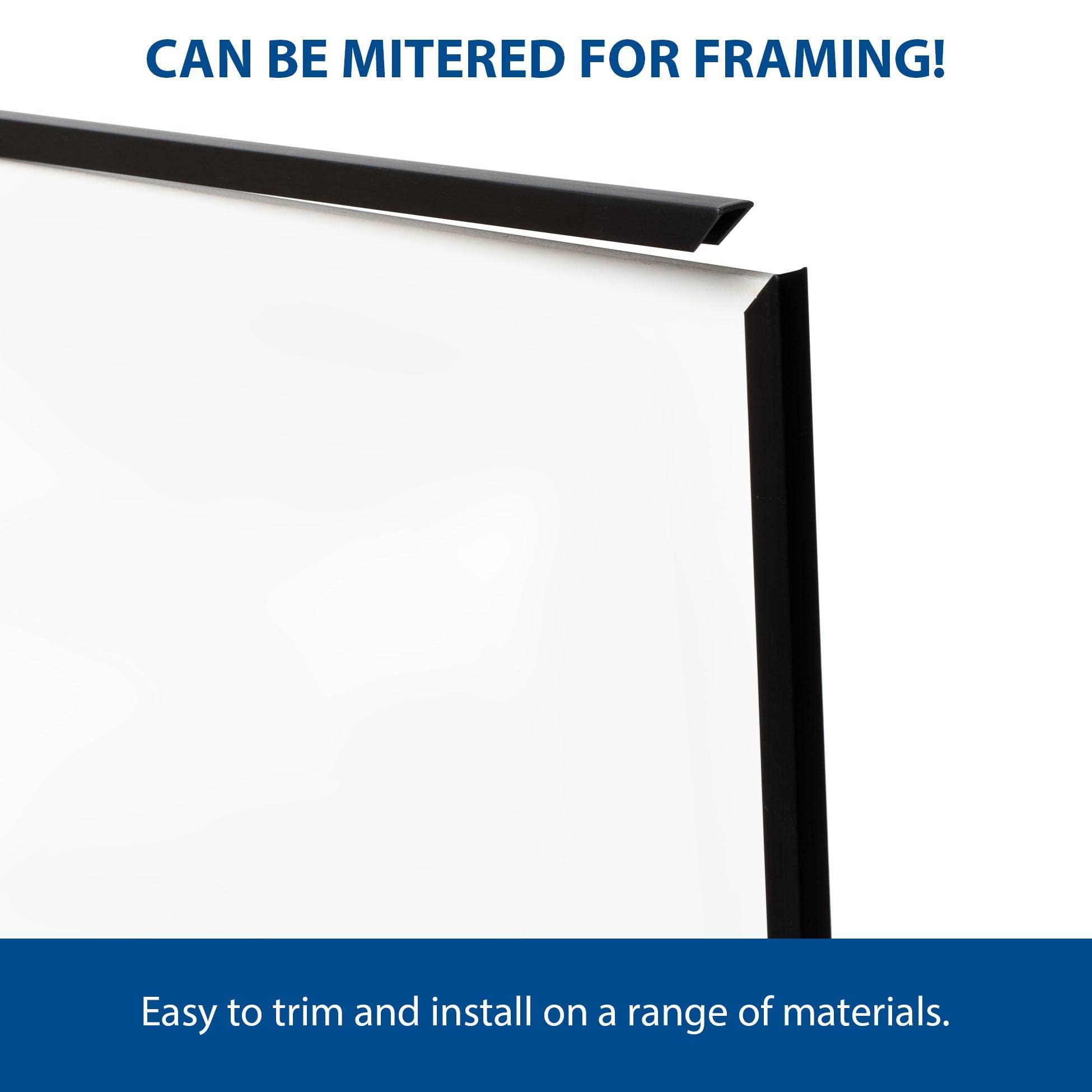 OUTWATER Outwater Plastics Gloss Black 3/8'' Rigid PVC Plastic U-Channel/C-Channel 48 Inch Lengths (Pack of 3)