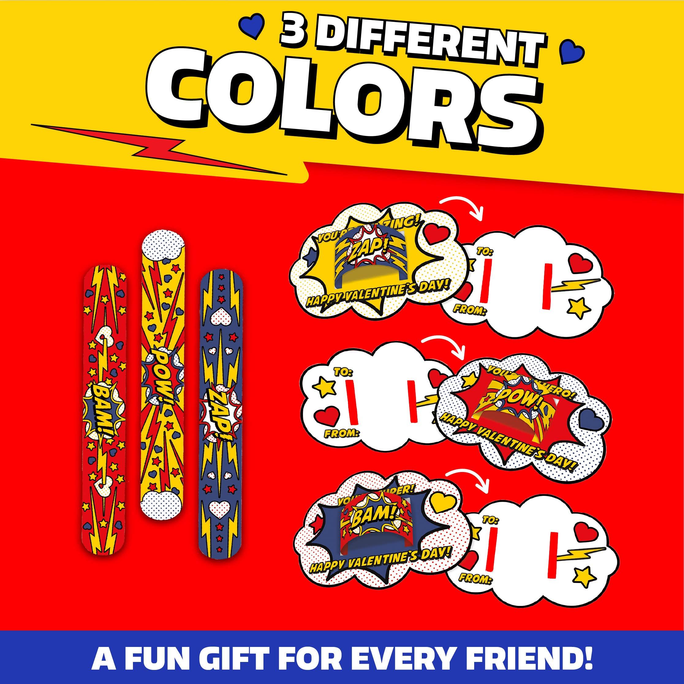 Peaceable Kingdom Peaceable Kingdom Kids Valentines Day Cards with Toys, Superhero Slap Bracelets and Silly Jokes with Charms Valentines Cards for Kids Classroom, 56 Cards with Envelopes