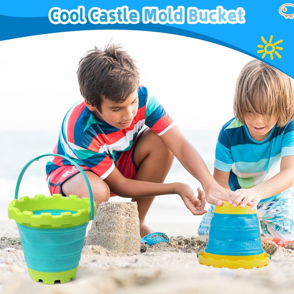 Anzmtosn Jumbo Avocado Castle Model Beach Gear 7\" Large Sand Buckets Pails Beach Water Pool Gardening Bath Toy Environmentally ABS Durable Thick Plastic Complete Gift Set Bundle for Kids Boys Girls