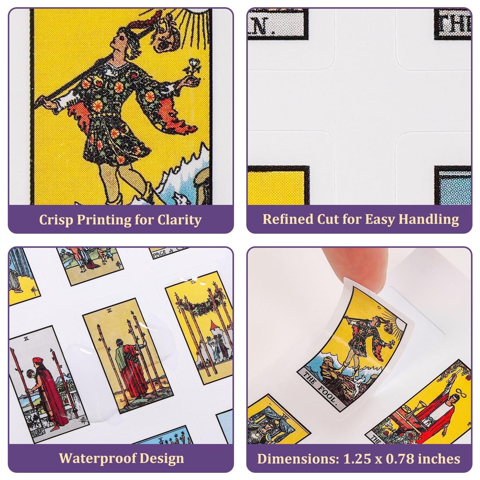 Fofeadm Fofeadm 420 PCS Mini Tarot Stickers for Journaling, 1.25\" x 0.78\" Tarot Card Stickers Based on Rider Waite Tarot Deck, 8 Tarot Cheat Sheet Included