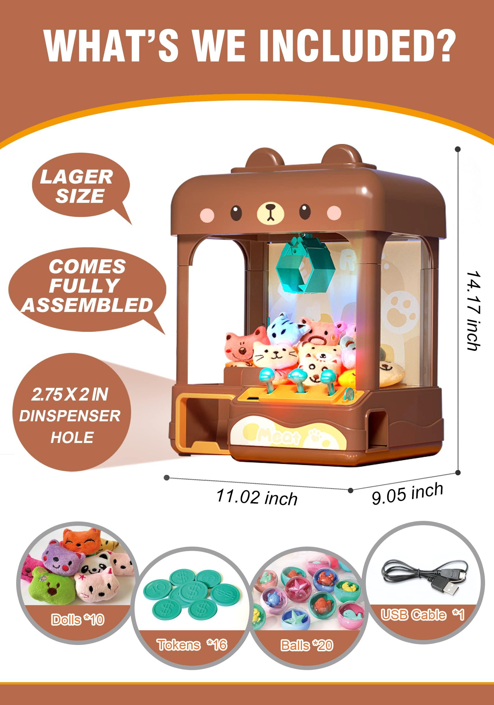 cxjoigxi cxjoigxi Large Claw Machine for Kids Adults with Prizes, Adjustable Sound & Light, 2 Power Modes, Mini Candy Crane Vending Machines, Electronic Arcade Game Dispenser Toy for Girls Boys Gift - Bear