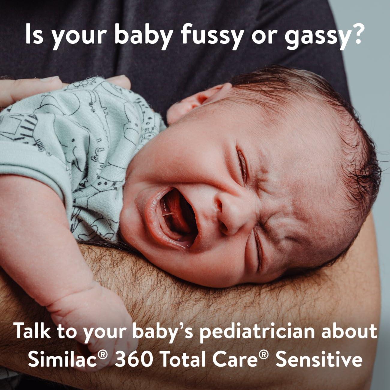 Similac Similac 360 Total Care Sensitive Infant Formula for Fussiness & Gas Due to Lactose Sensitivity, Has 5 HMO Prebiotics, Non-GMO, Baby Formula, Ready to Feed, 2-fl-oz Bottle, Pack of 12
