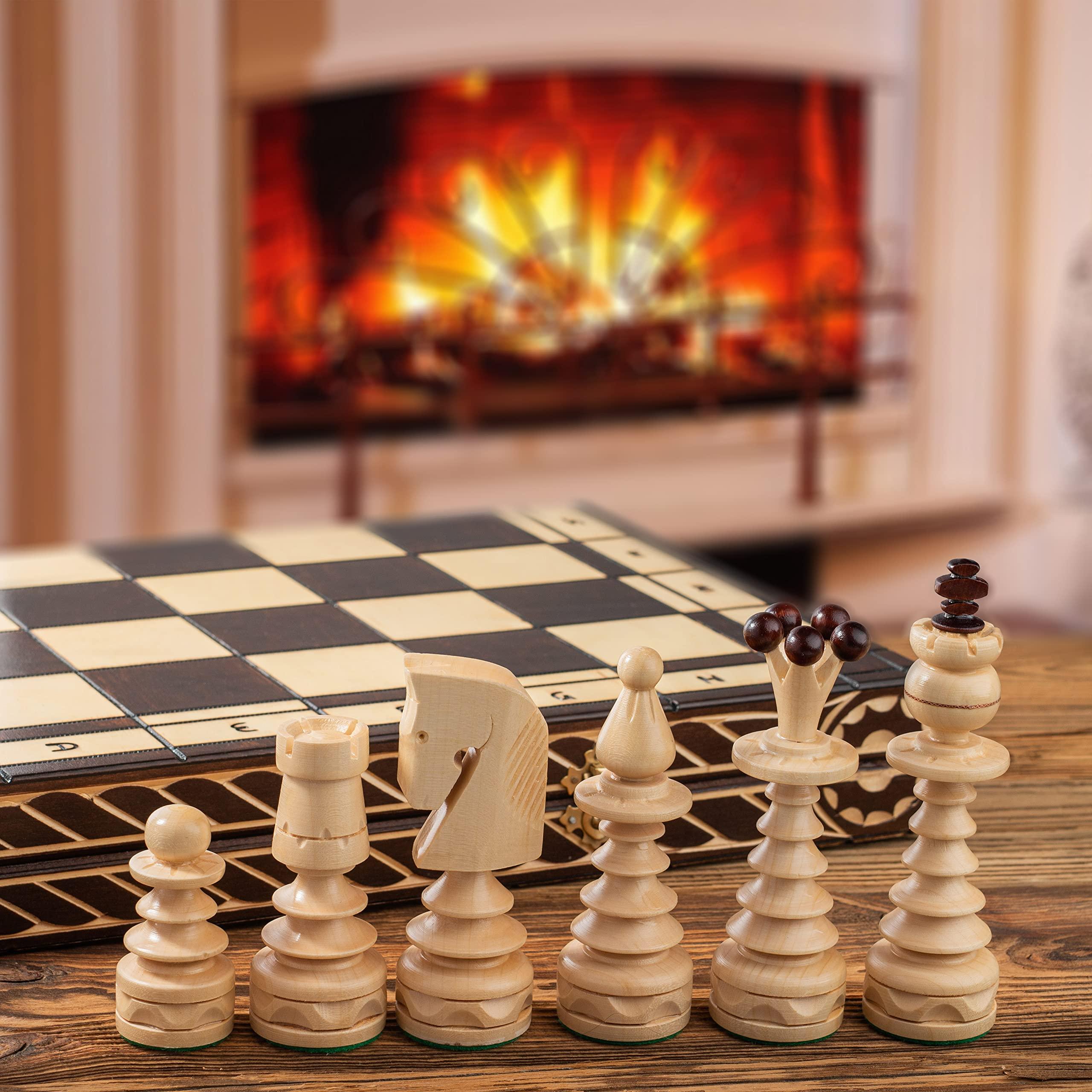 Master of Chess Master of Chess Wooden Chess Set with Pieces GENTLEMAN 60 cm / 23 in - Handcrafted Large Folding Chess Board Game for Adults and Kids