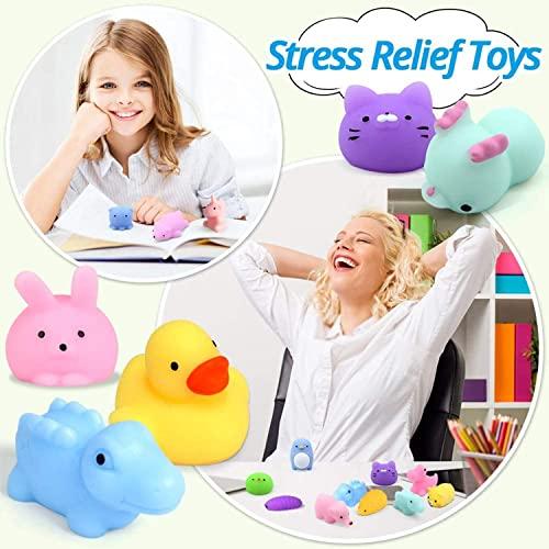 chengchuang Mochi Squishy Toy 100 Pack, Kawaii Squishies Toys Kids Party Favors, Bulk Mochi Animal Stress Relief Toys for Boys & Girls Birthday Party, Classroom Prizes, Halloween Basket Stuffers,Christmas Gifts