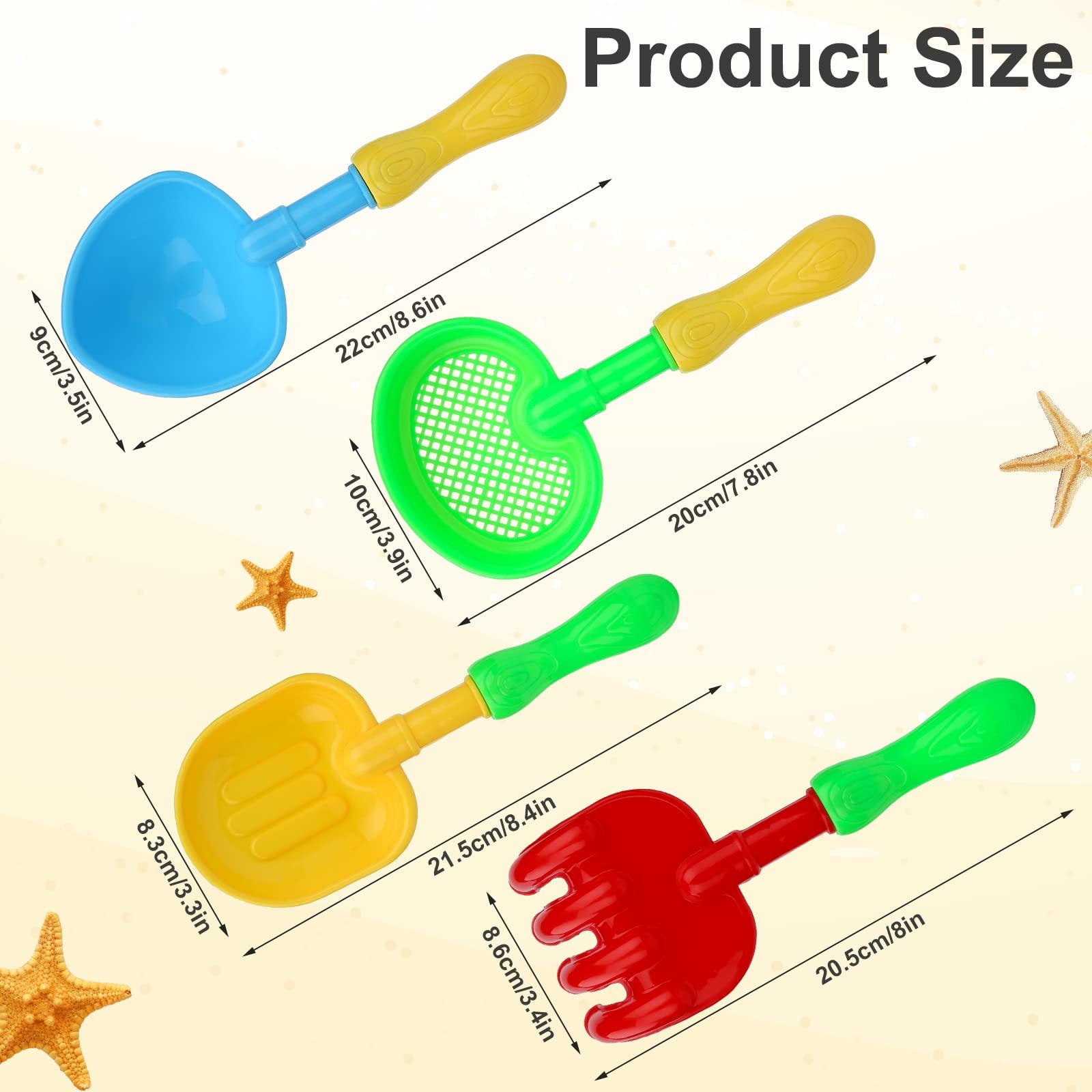 LUTER LUTER 4pcs Beach Shovels, Plastic Spade Shovel with Handle Kids Sand Shovel Set Toy Snow Shovel Toy Shovel Gardening Tool Kit for Kids Sand Snow (4 Designs)