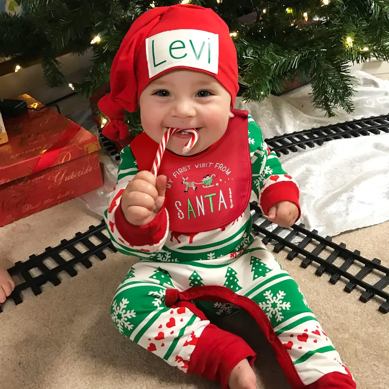 2ooya 3Pcs Cotton Christmas Baby Bib Infant Drooling Feeding Bibs with Resin Buttons Toddler Absorbable Bib Set Unisex Cartoon Pattern Newborn Baby Food Bibs Baby Gift Photo Props for Christmas(6-12 months)