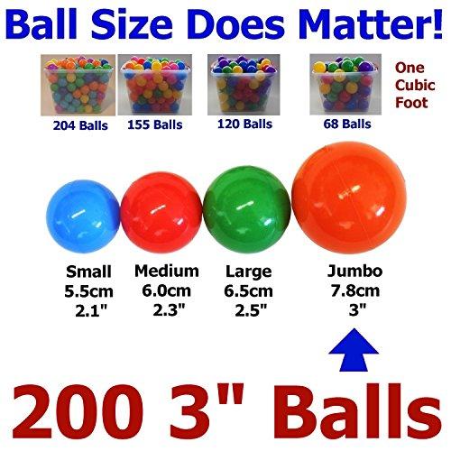 My Balls by CMS My Balls Pack of 200 Jumbo 3" Crush-Resist Air-Filled Ball Pit Balls - 5 Bright Colors, Phthalate Free, BPA Free, PVC Free, Non-Toxic, Non-Recycled Plastic (Standard Home Grade, Pack of 200)