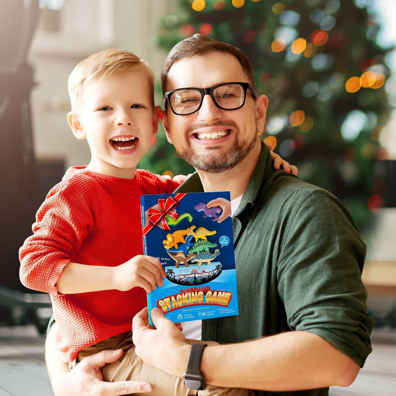 IPOURUP IPOURUP Dinosaur Toys for Kids 3-5: Wooden Stacking Montessori Toys for 3 4 5 6 7 8 Year Old Boys Girls Balance Competition Game for Family Christmas Birthday Gifts for Kids Ages 4-8 (Classic Version)