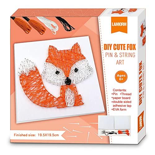 Boqin Boqin DIY String Art Kit - Cute Fox Craft Kit with String Art Patterns, Pushpins, Crafting Supplies, String Art Kit for Kids Gift for 9-12 Girls Unique Gift for Home Wall Decorations