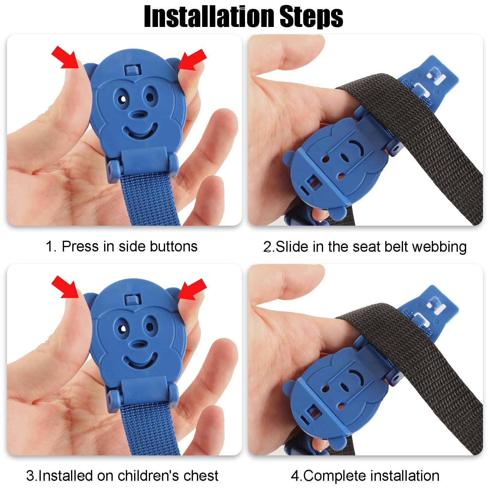 QOPAHI QOPAHI Car Seat Strap Anti Escape, Baby Harness Chest Clip Car Seat Safety Clip, Prevent Children/Kids Taking Their Arms Out of Child Car Seat/High Chairs/Strollers/Baby Reins, Blue(2 Pack)