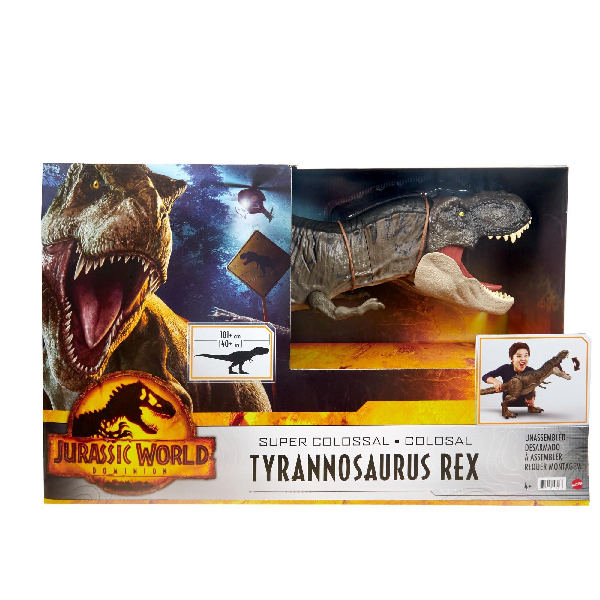 Mattel Mattel Jurassic World Super Colossal Dinosaur Action Figure, Large Tyrannosaurus Rex Dino Toy with Eating Feature, 3+ Feet Long T Rex