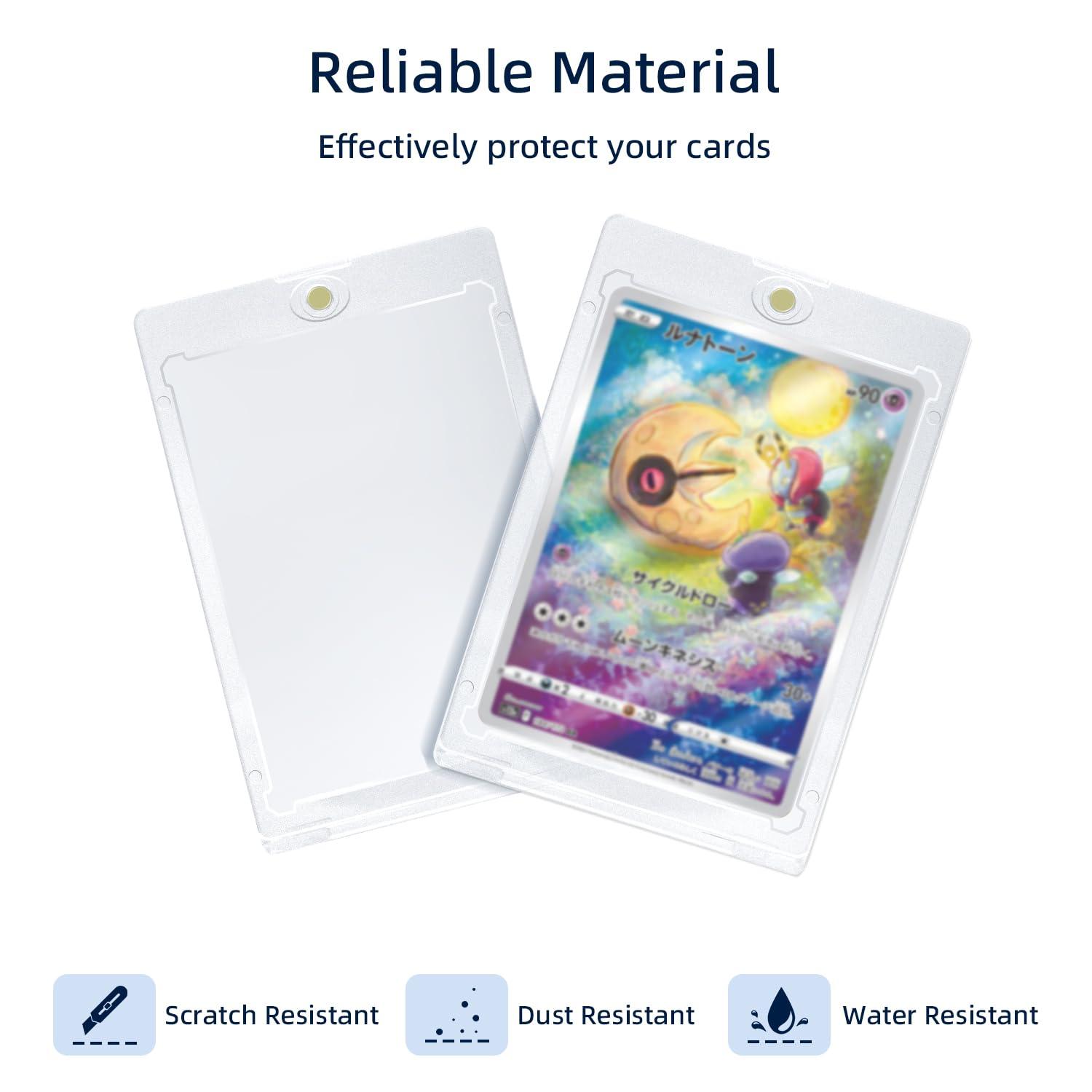 Wigearss Wigearss Pack of 10 35PT Magnetic Card Holder UV Protection Transparent Card Frame Card Sleeves Protective Cases for Pokemon, Magic, Yugioh, Sports Card Collection