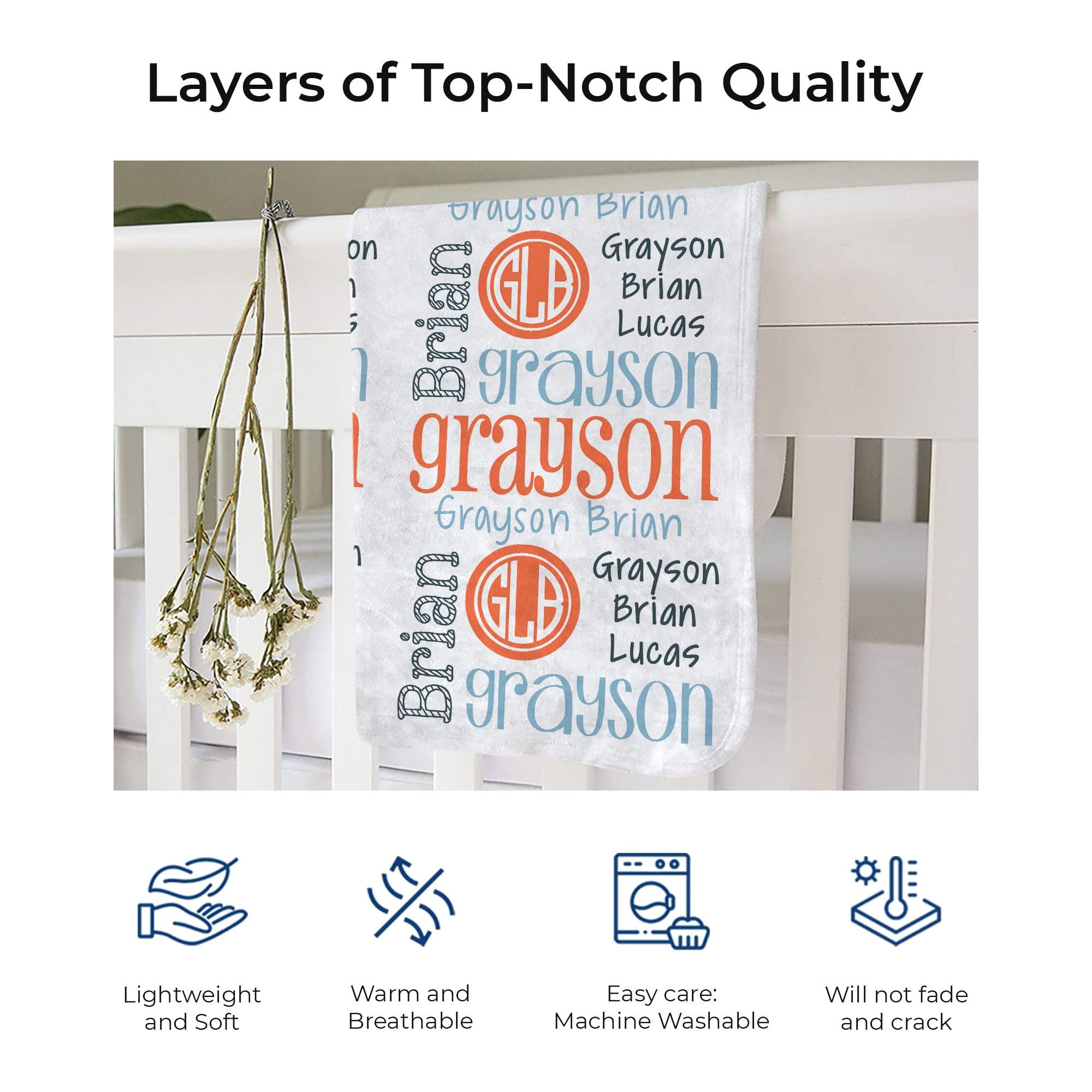 MDPrints Global MDPrints Monogrammed Baby Blanket - Personalized Baby Gifts - Name Blankets Personalized Kids (Mono 208, 30"x40")