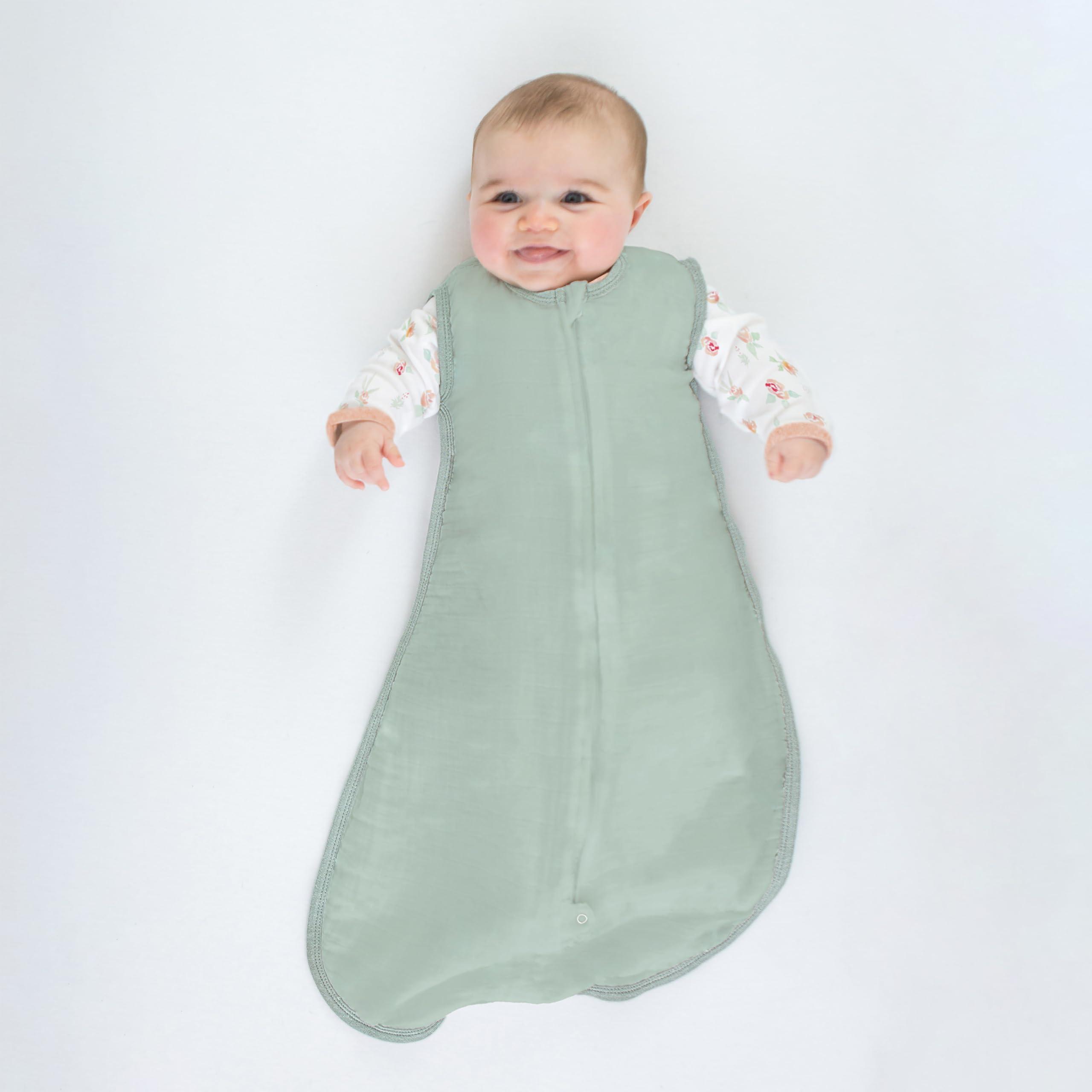 SwaddleDesigns SwaddleDesigns Baby Sleep Sack Set, Gray Stripes and Jade, 3-6 Mo Transitional Swaddle Sack with Arms Up Half-Length Sleeves & Mitten Cuffs and 0-6 Mo Cotton Muslin Sleep Sack with 2-Way Zipper