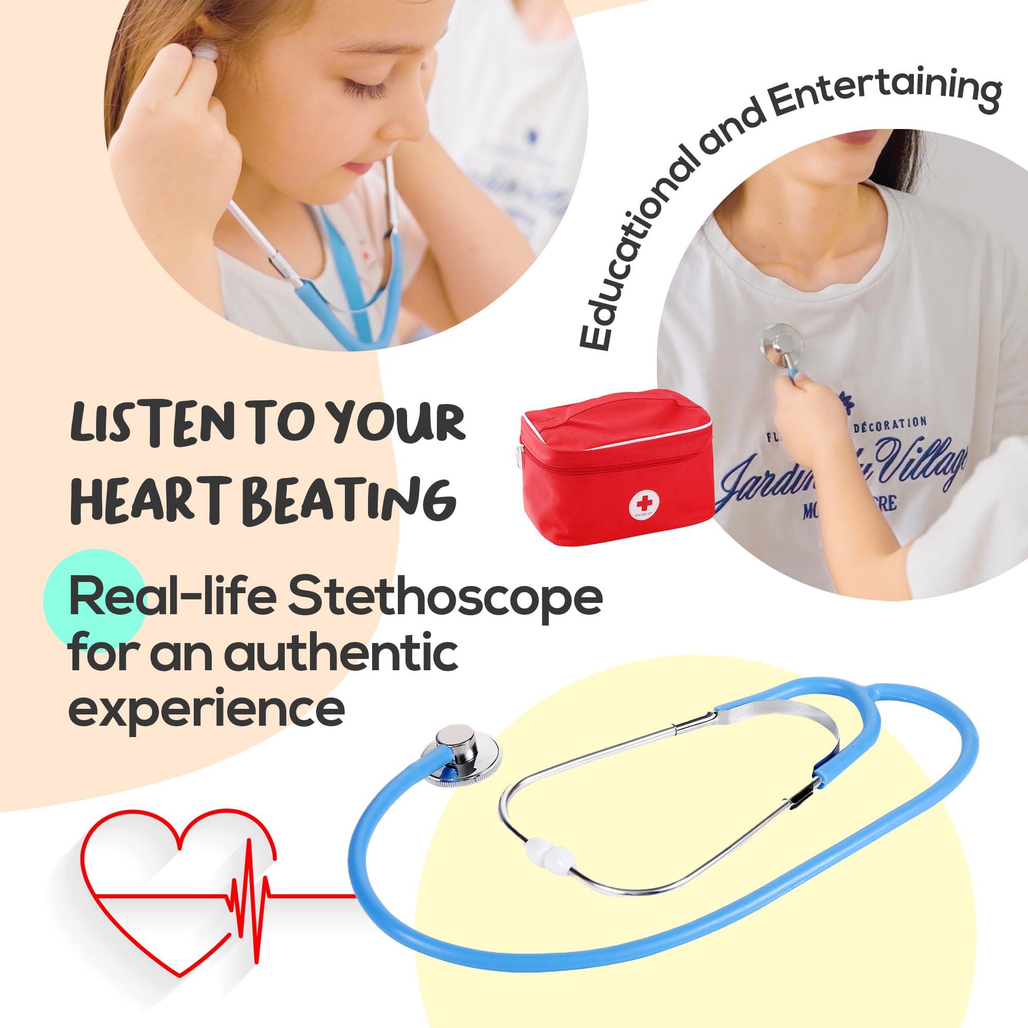 BETTERLINE Pretend Toy Medical Kit with Doctor & Nurse Hand Puppets - Eases Fear for Kids, Educational Roleplay Toy for Toddlers & 3+ Toys for Girls Boys, Pretend Playset, Kids Doctor Set