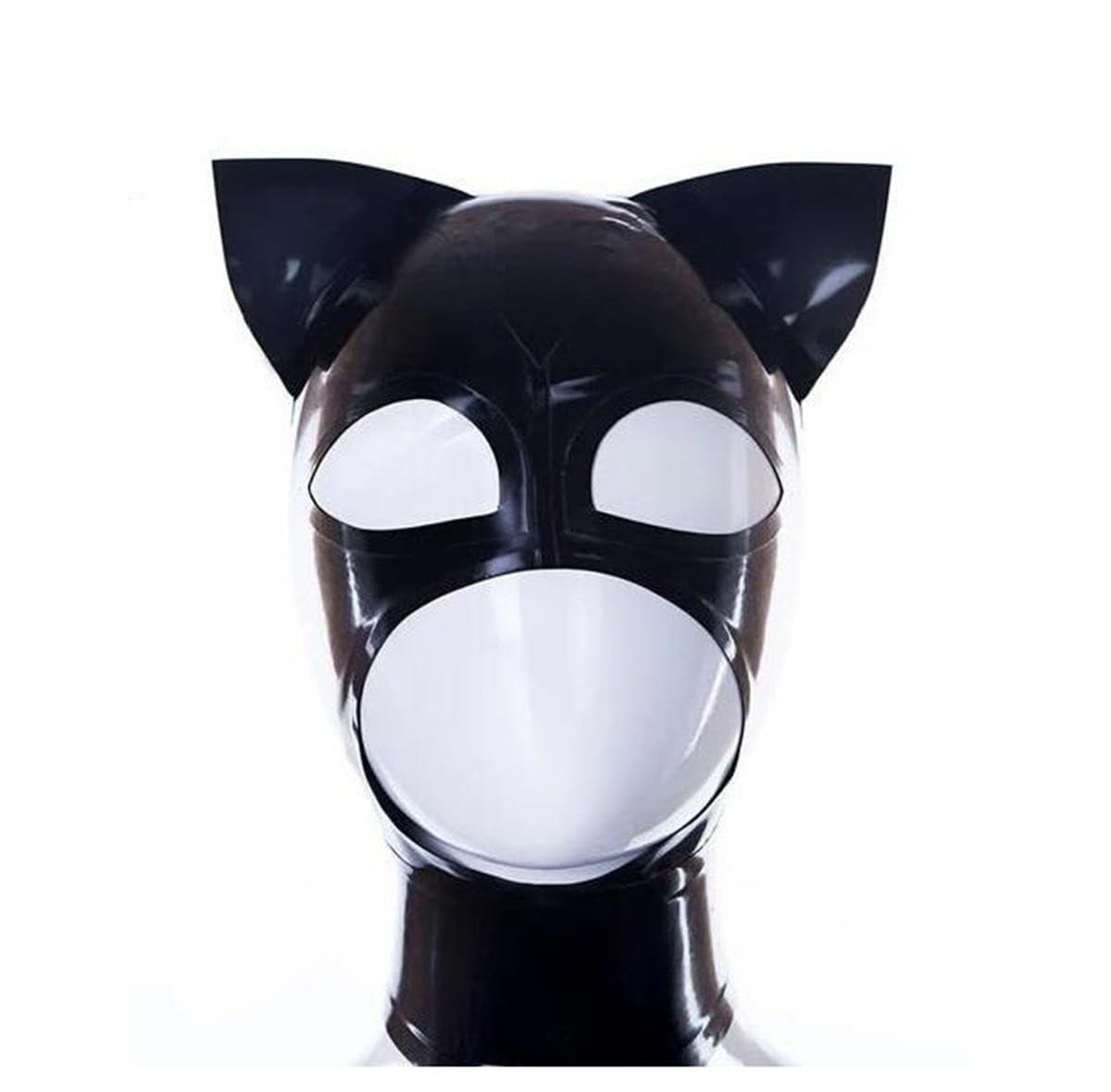 SMGZC SMGZC Latex Head Cover,With ears Latex Mask Latex Face Hood,Rubber HeadMask Back Zipper for Cosplay Clubwear (M)