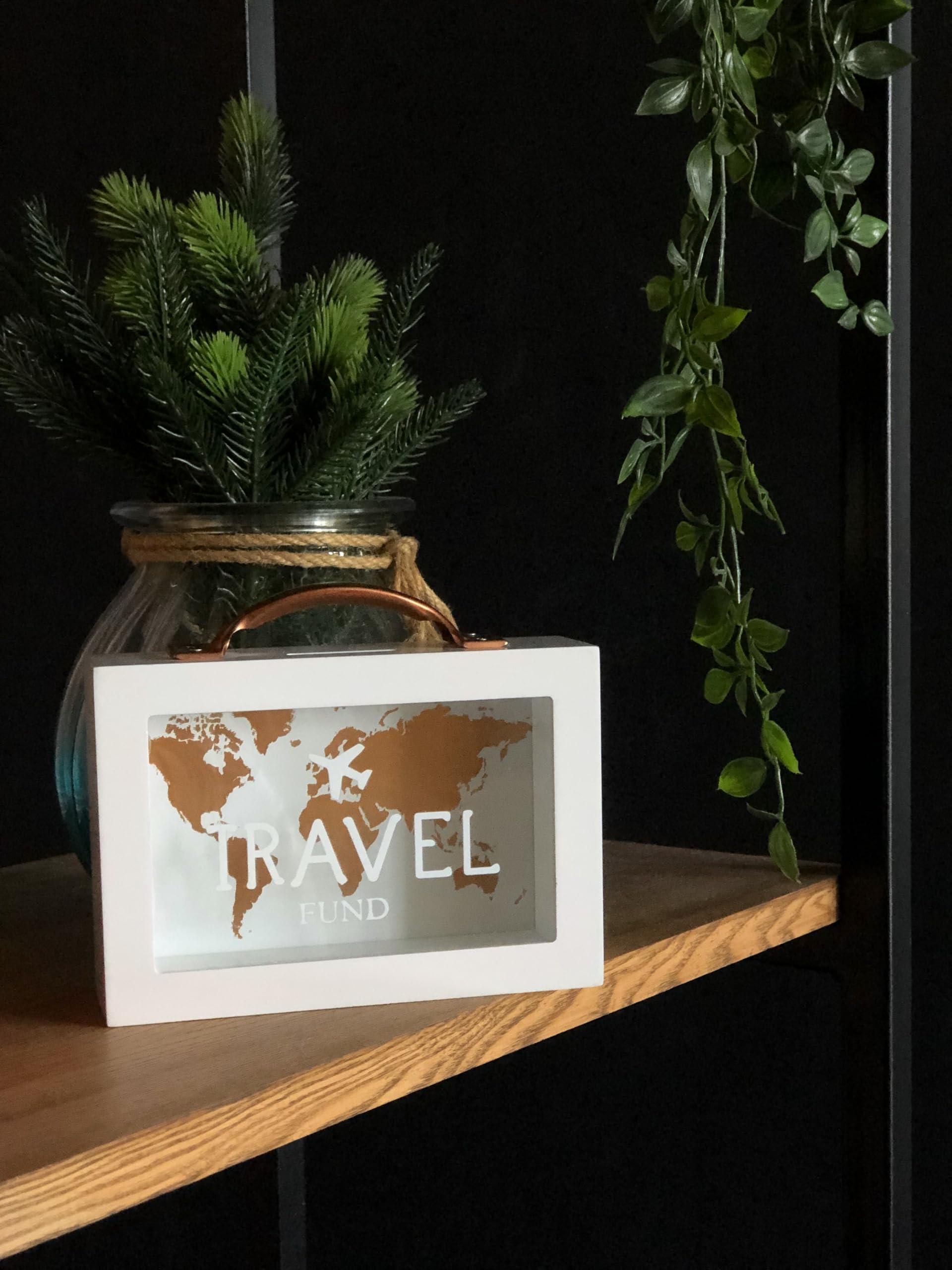 Generic Shadow Money Box for Saving Travel Fund - Coin Bank for Adults - Vacation Fund Jar - White Saving Box for Coins with Handle - Honeymoon Fund Box - Travel Fund Bank for Adults - Adventure Fund