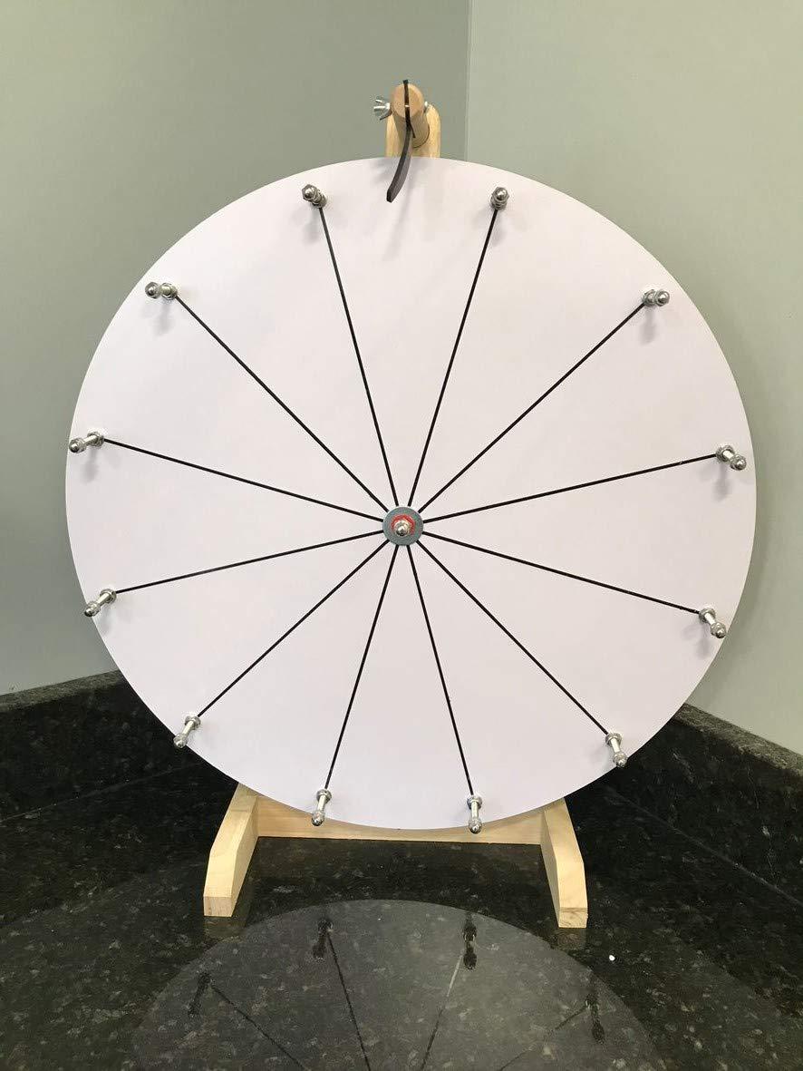 CHWAREHOUSE CHWAREHOUSE WOODWELL 20-Inch DIY Dry Erase Spin Wheel, 12 Slots with Wood Design for Desktop Kids Carnival Prize Wheel Game and DIY Editable Spin Wheel Design Markers and Eraser Included