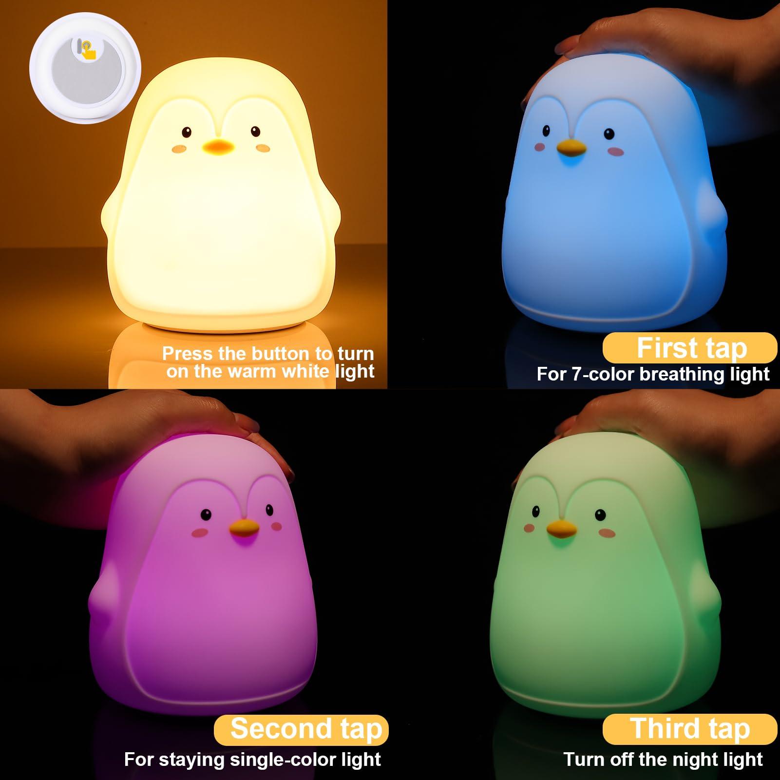 Tremdwoto Tremdwoto Night Light for Kids, Penguin Silicone Nightlight Lamp, 7 Color Changing Nursery Night Light for Kids Bedroom, Super Gift for Boys Girls Toddler Children