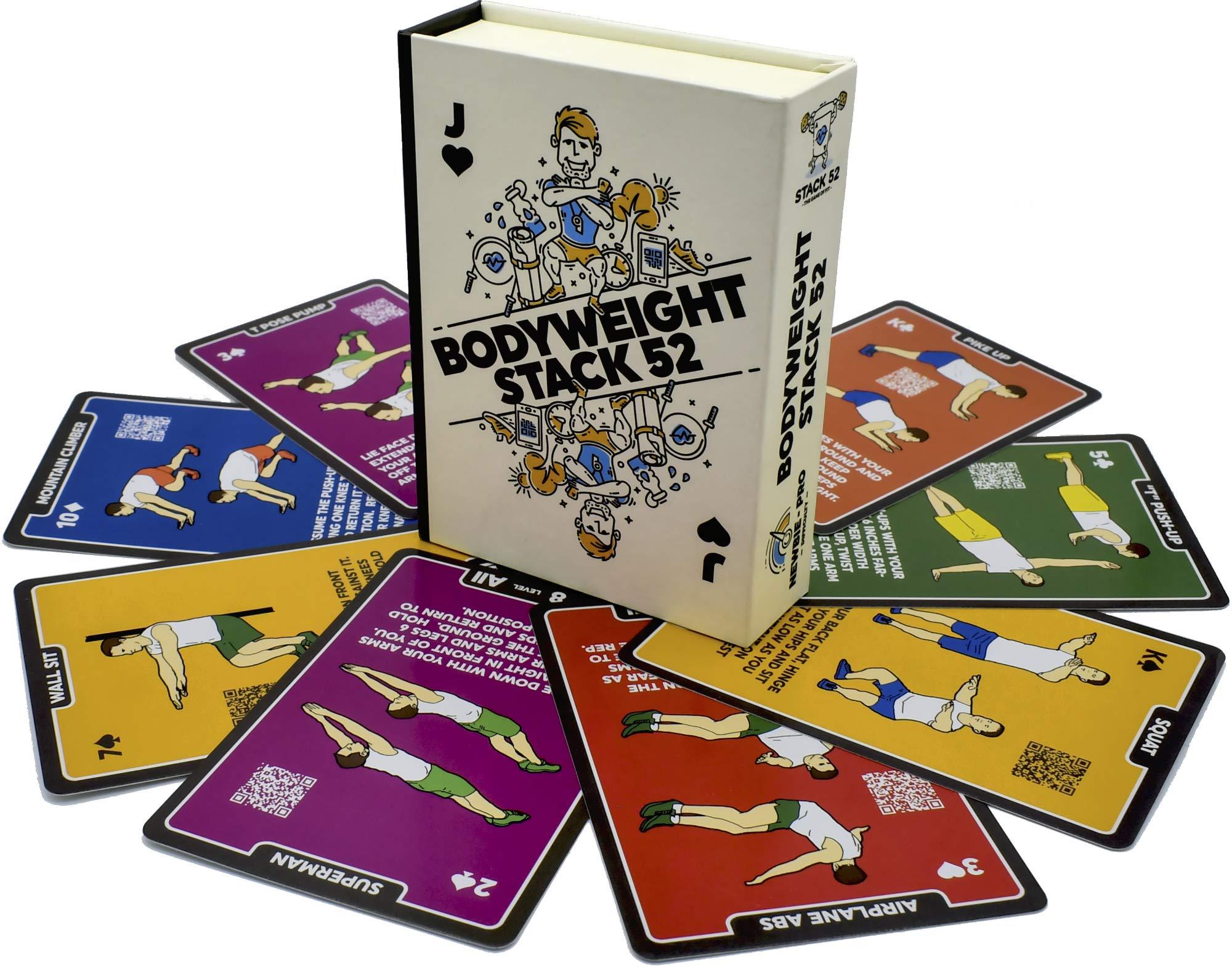 Stack 52 Stack 52 Bodyweight Exercise Cards: Workout Playing Card Game. Designed by a Military Fitness Expert. Video Instructions Included. No Equipment Needed. Burn Fat Build Muscle. (Updated Bodyweight Deck)
