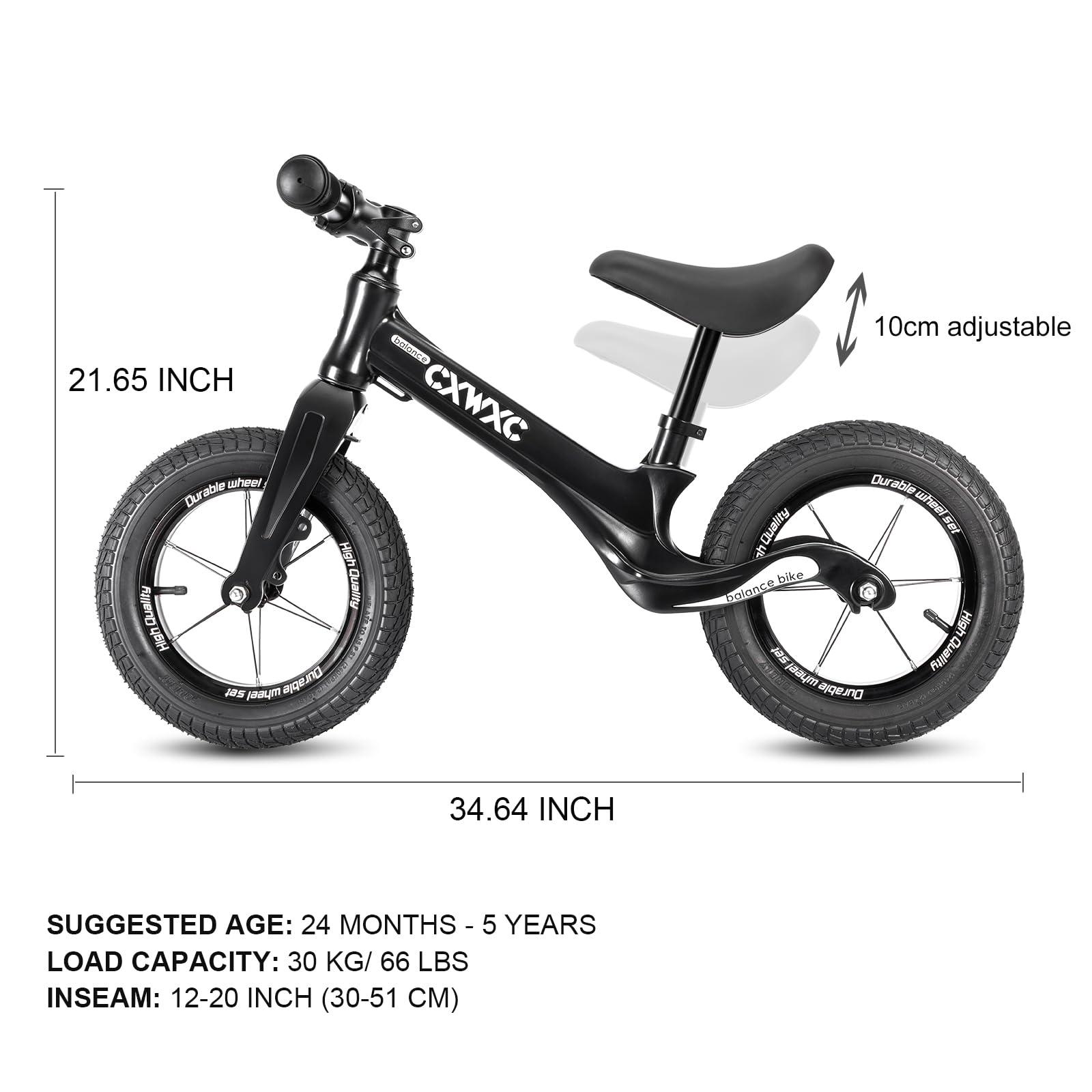 CXWXC CXWXC 12\" Toddler Balance Bike - Ages 24 Months to 5 Years - Kids Push Balance Bike with Footrest, No Pedal Training Bicycle - Birthday Gifts for Girls & Boys