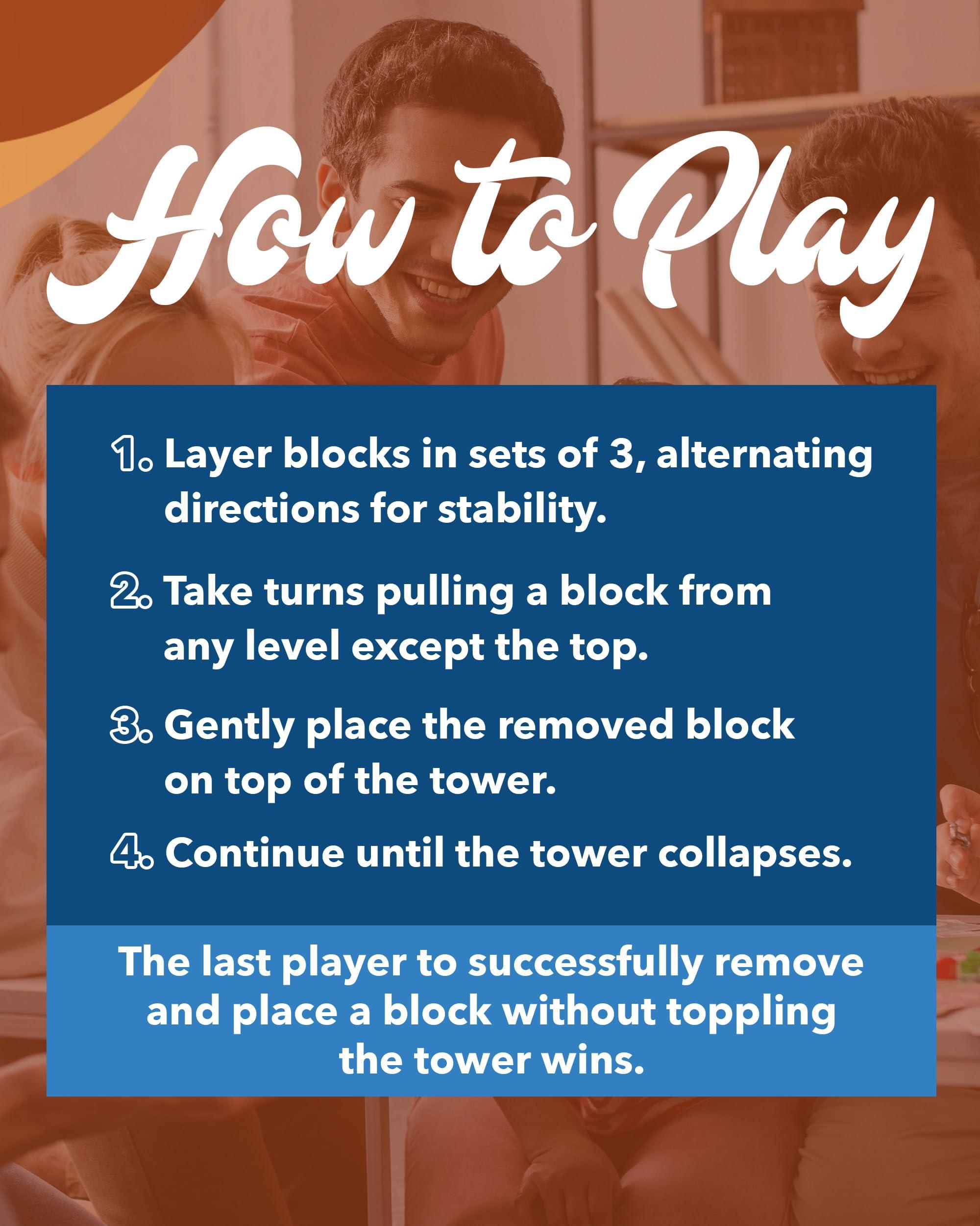 WE Games WE Games Wooden Block Stacking Party Game for Adults, Tumble Tower Wedding Guest Book Alternative, Tabletop Games, Includes Storage Case, 12 inches