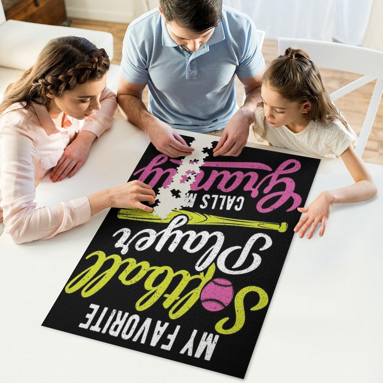 Zkswdez My Favorite Softball Player Jigsaw Puzzles for Adults, 1000 PCS Large Sports Wooden Jigsaw Puzzle for Teens Gift Home Decor