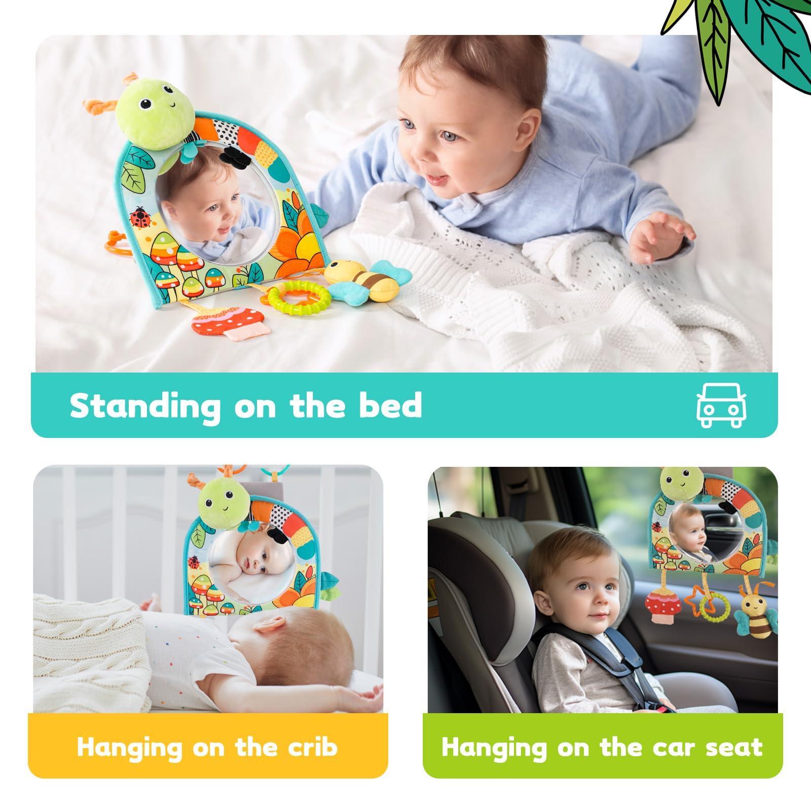 Koty Koty Infant Car Seat Toy - Kick and Play Activity Center with Mirror, Teether and Crinkle Paper, Fun Travel Baby Toy for Rear Car Seat, Easier Drive with Newborns, Babies