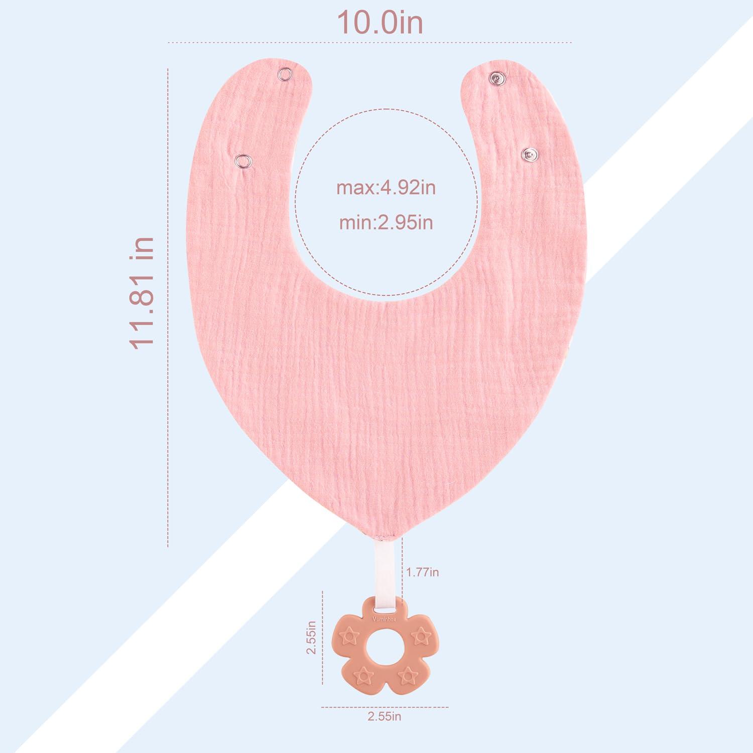 vuminbox vuminbox Muslin Baby Bibs Bandana Drool Bibs 6-Pack and Teething Toys 6-Pack Made with 100% Organic Cotton, Absorbent and Soft Pattern Girls