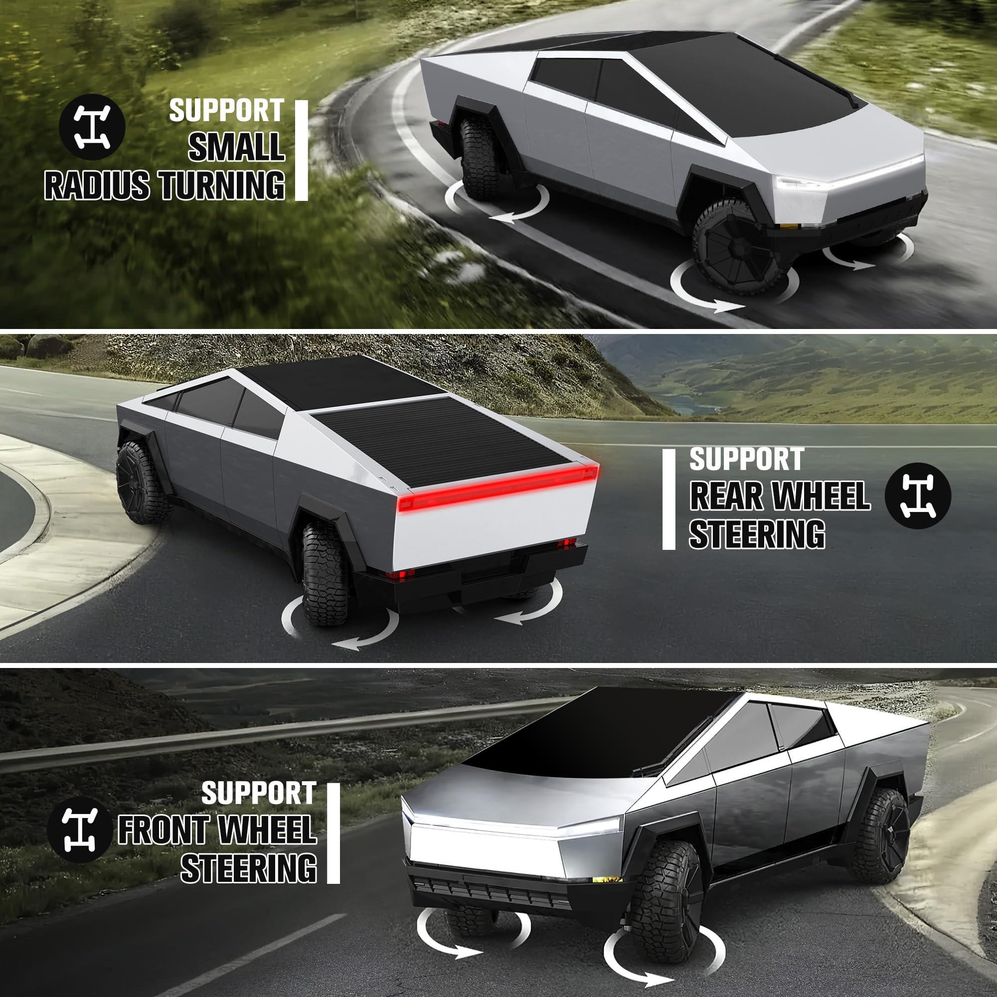 DOUBLE E DOUBLE E 1:16 RC Car New Energy Remote Control Cybertruck Toy 4WD Cybertruck Remote Control Toy Vehicle with Lights & Sound Christmas Birthday Gift for 6 7 8+ Year Old Boys Girls