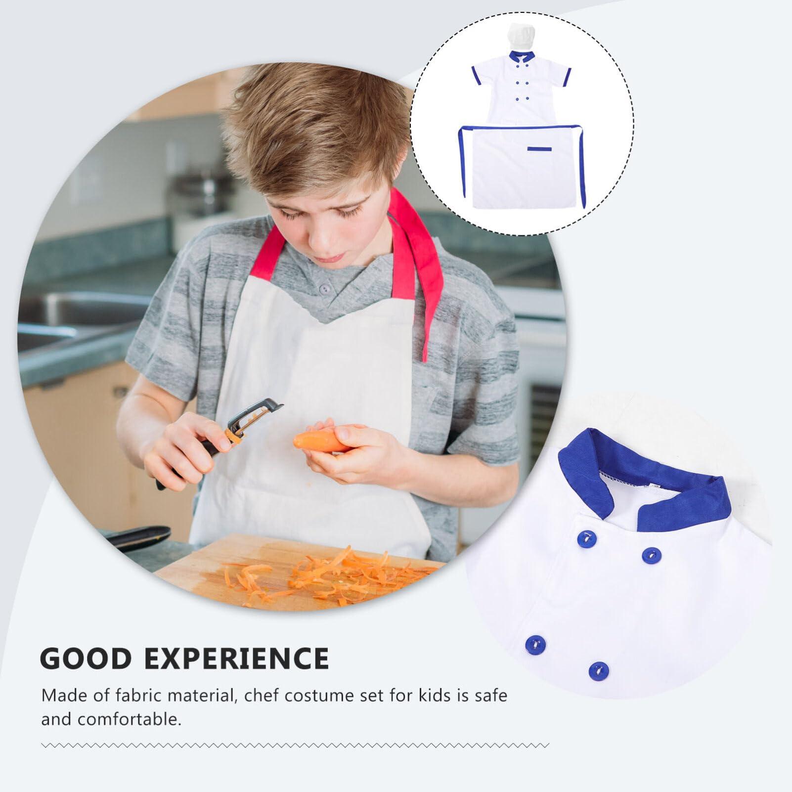 GALPADA GALPADA Kids Chef Costume Include Toddler Apron Short Sleeve Jacket and Chef Hat Pretend Chef Outfit for Kitchen Cooking Baking Wear