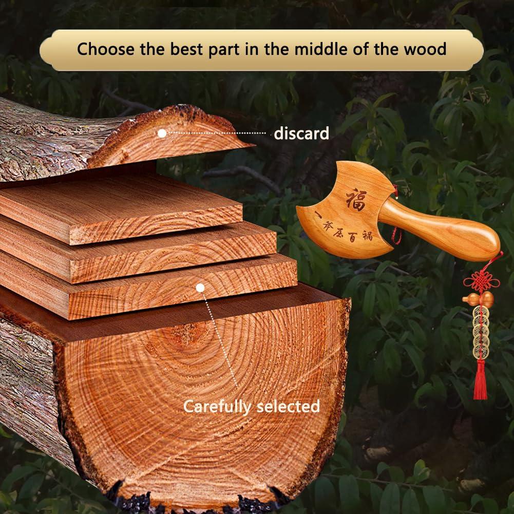 GuoCang Peach Wood Axe Sword Not CombThree SizeChinese Lucky Feng Shui Good Luck Wall Decor Hanging Modern Mini Axe Sword Pendant Tassel Necklace for Men Women Adults Kids Living Room Office Car Home (L)