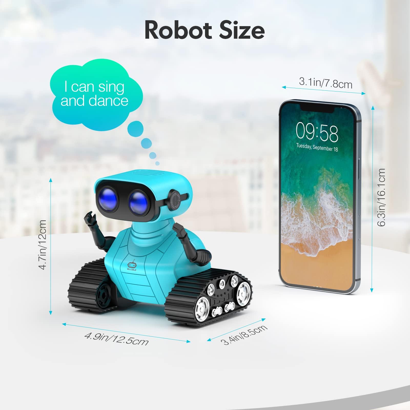 ALLCELE ALLCELE Robot Toys, Rechargeable RC Robots for Kids Boys, Remote Control Toy with Music and LED Eyes, Gift for Children Age 3 Years and Up - Blue