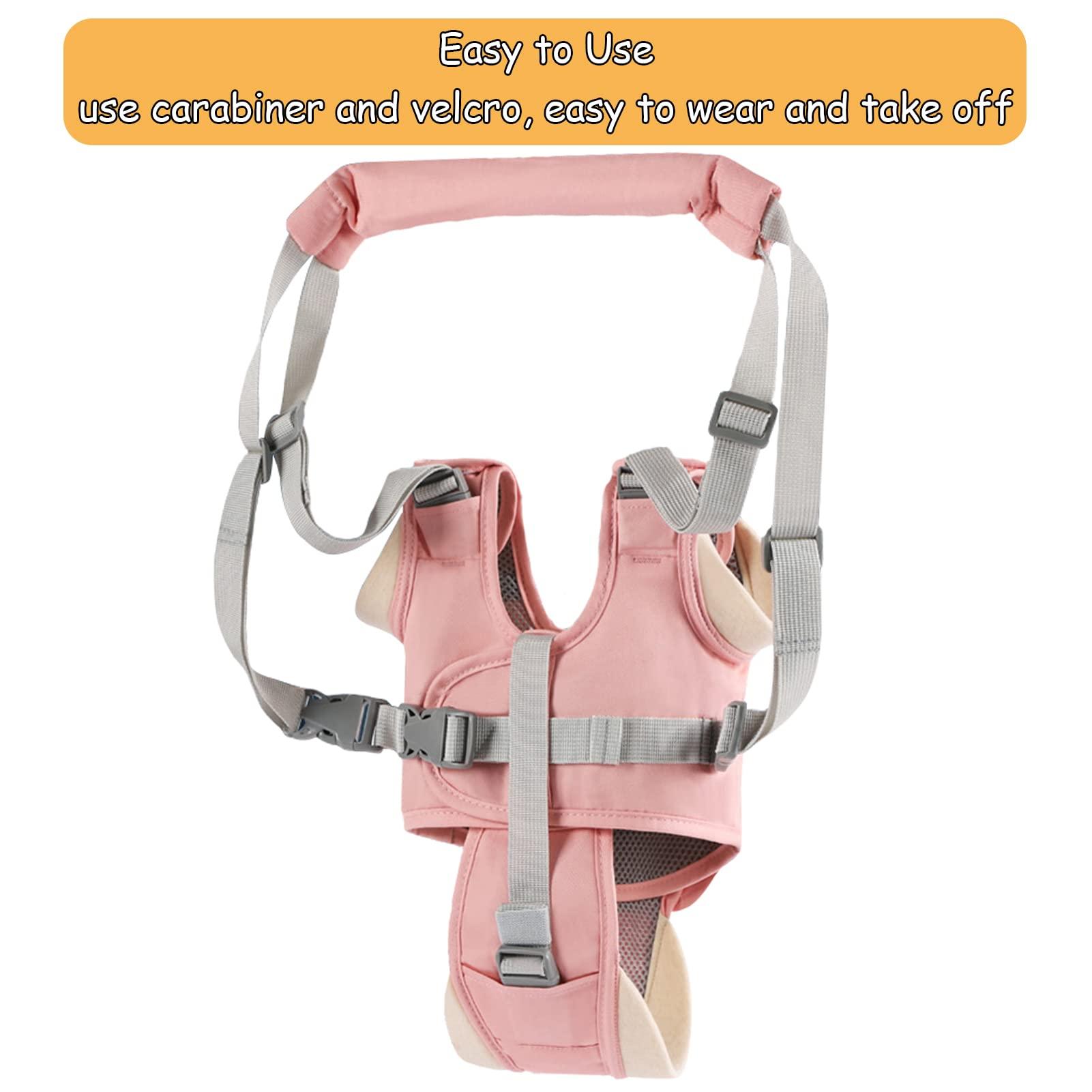 Huifen Huifen Baby Walking Harness, Handheld Kids Walker Helper with Detachable Crotch Adjustable Walker Harness Assistant Belt Baby Learning Walk Toddler Infant Walker 9-24 Months (Pink)