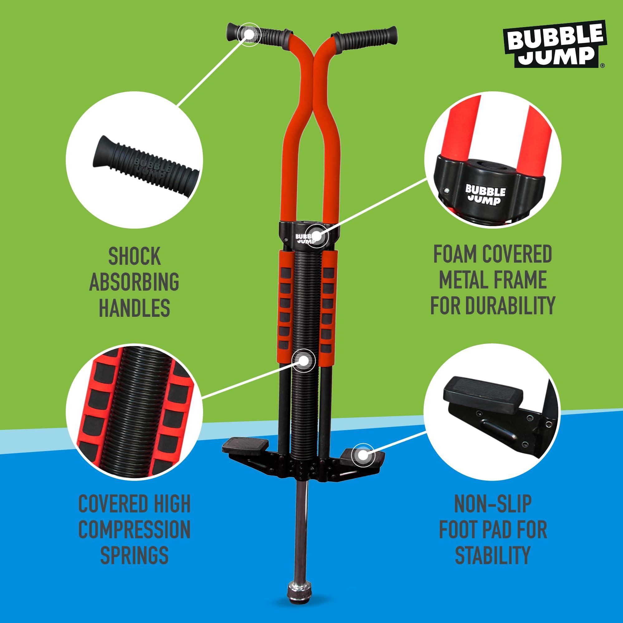 BUBBLE JUMP BUBBLE JUMP Pogo Stick for Kids Age 10 & up Red - for Boys, Girls, Teens & Adults 80 to 160 Lbs - Easy Grip Rubber Handle Master Jumper Pogo Sticks - High Jumping Kids Pogo Stick