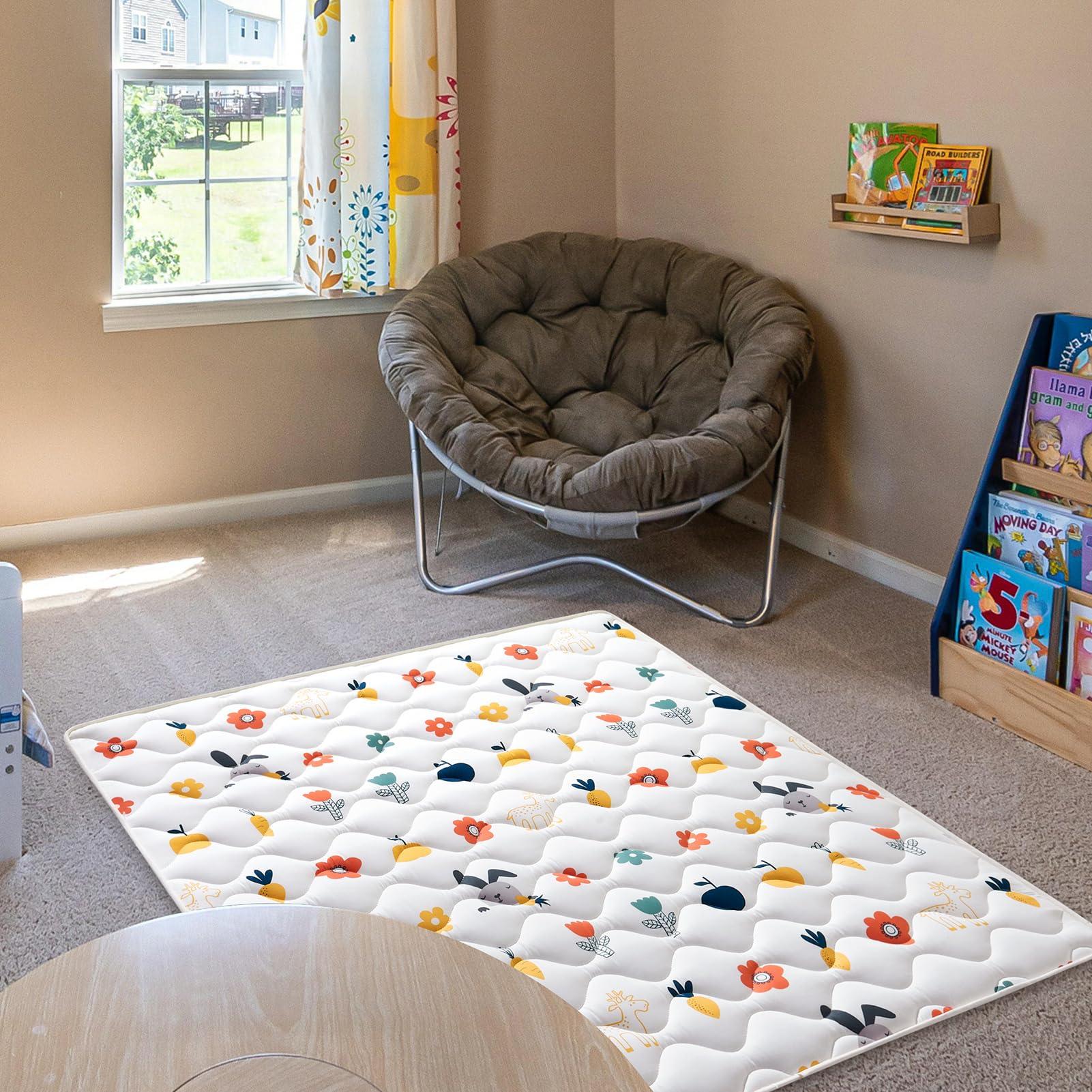 VIVIDVIBEBEARPAS Premium Foam Baby Play Mat 79" X 59", Thick One-Piece Crawling Mat, Odorless Baby Mat Floor Mat, Non-Slip Cushioned Baby Playmat for Infants,Babies,Toddlers. Machine Washable for Easy Care.