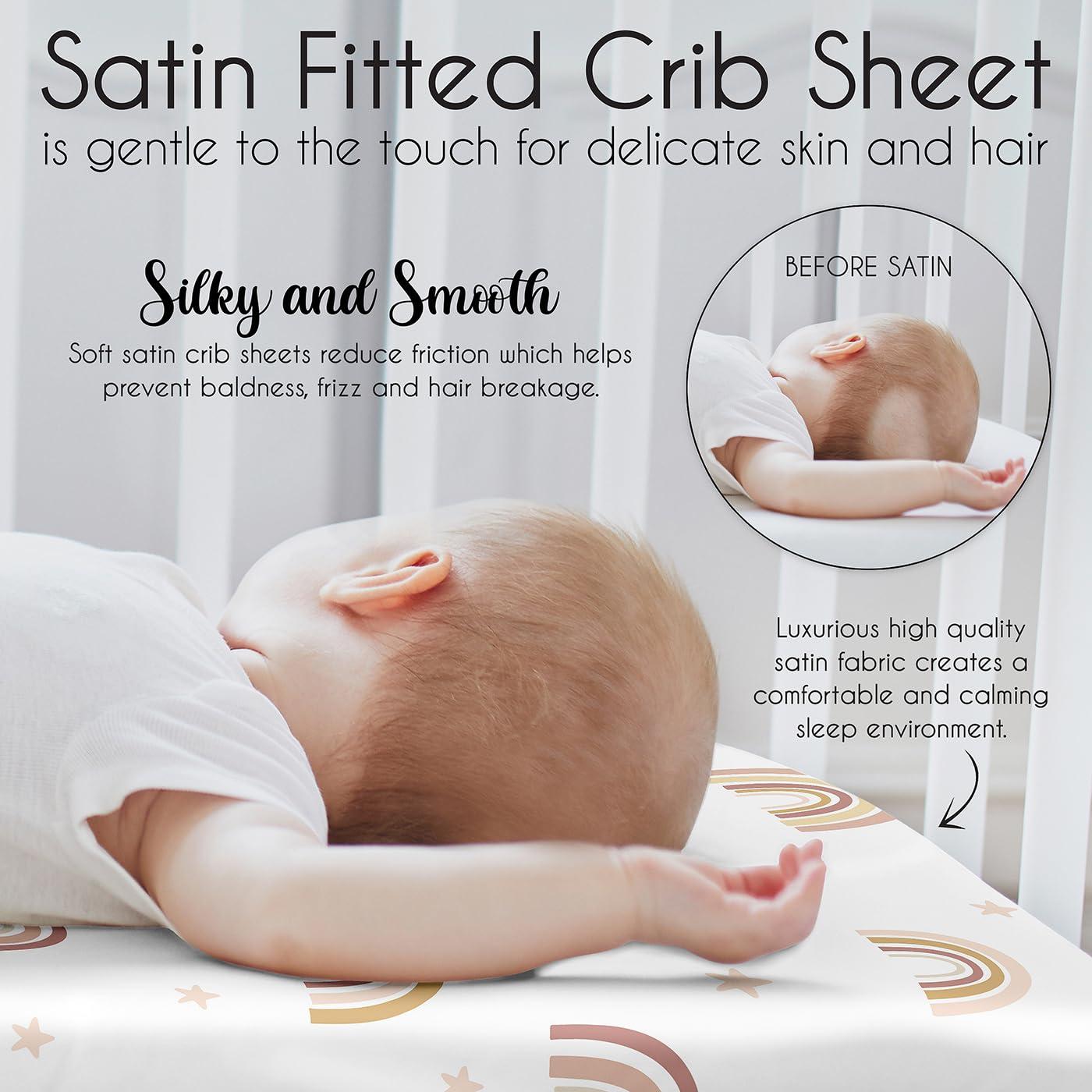 Sweet Jojo Designs Sweet Jojo Designs Boho Rainbow Girl Baby Satin Fitted Crib Sheet Infant Newborn Nursery Toddler Bed Room Standard Mattress Blush Pink Yellow Bohemian Modern Neutral Vintage Rose Gold Beige Stars Sun