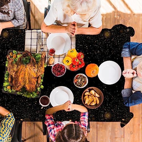 GREHUMOR GREHUMOR Happy Retirement Tablecloth 3Pcs-Retirement Party Decorations Black and Gold Tablecloth Plastic Rectangle Disposable Table Cover Rectangle Waterproof