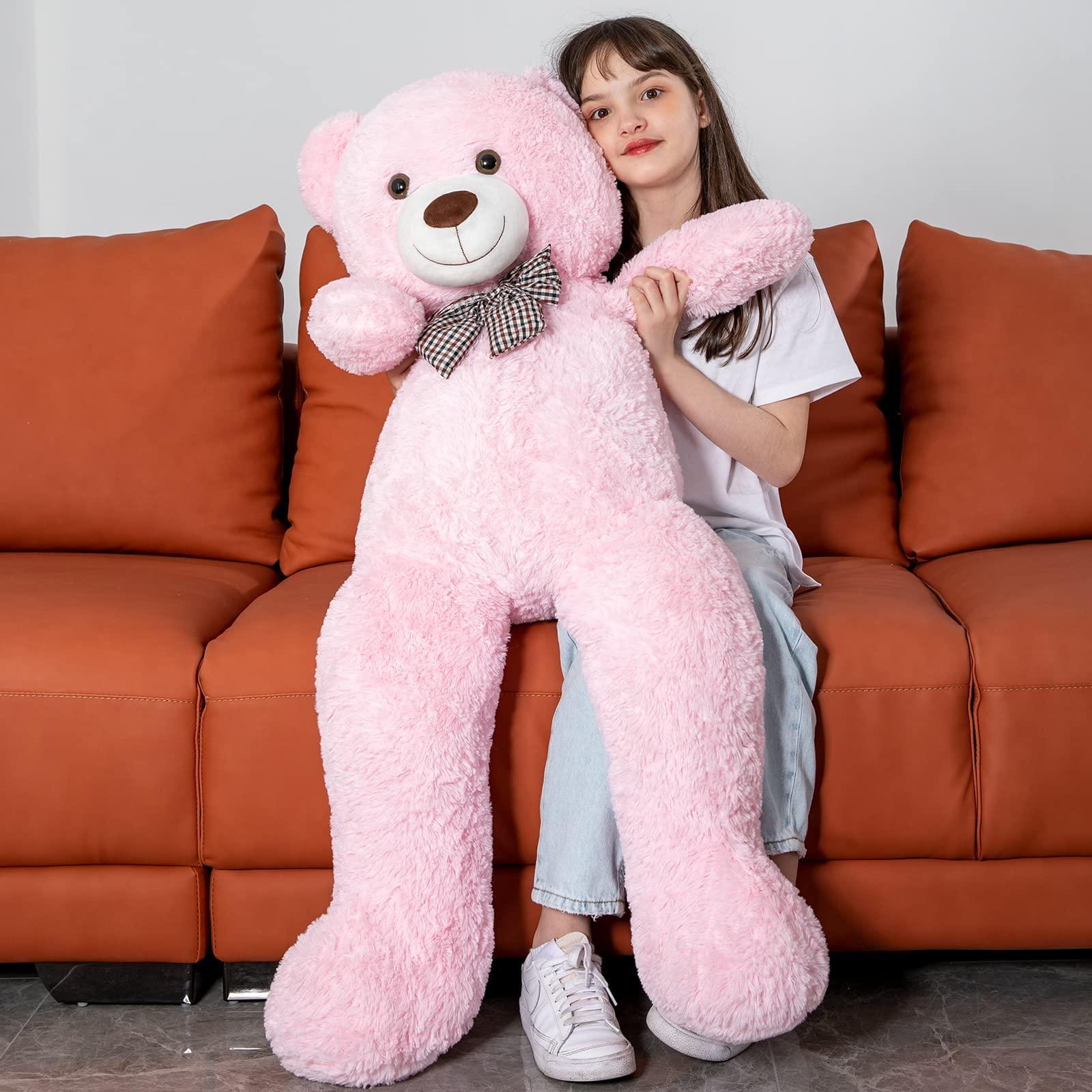 MorisMos MorisMos Giant Teddy Bear 5ft, Huge Teddy Bear Pink 55inch, Life Size Bears for Girlfriend Girls on Christmas Valentine\'s Day