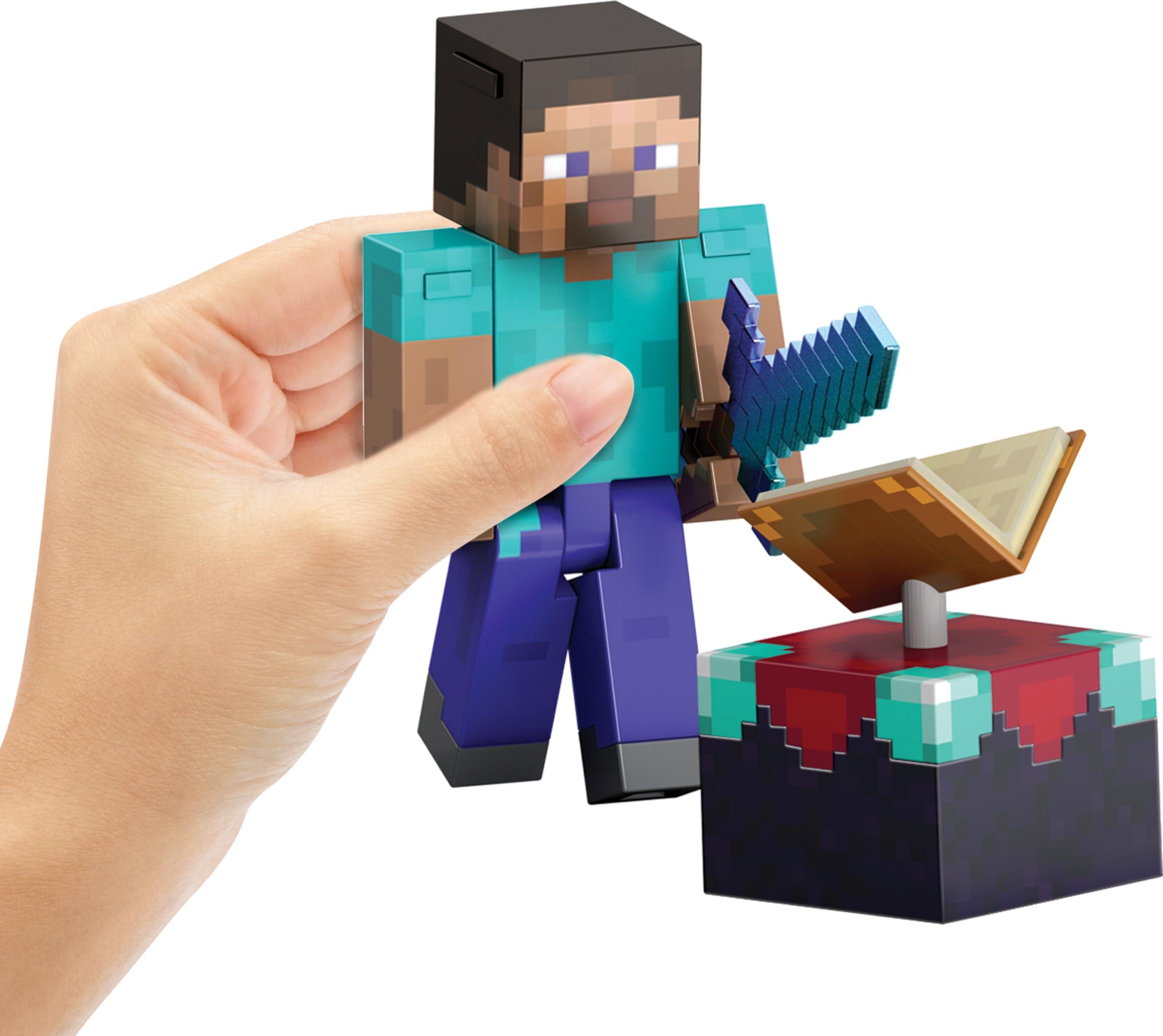 Mattel Mattel Minecraft Diamond Level Steve Action Figure with 3 Accessories, 5.5-in Collector Scale & Pixelated Design
