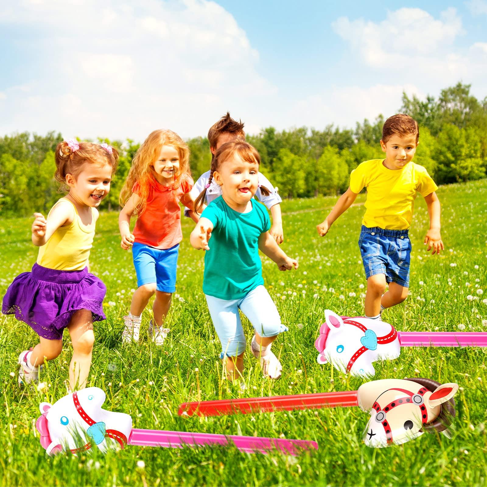 Chivao Chivao 30 Pack Inflatable Stick Horse Toy Horse on a Stick Horse Stick Toy Horse Head Stick Balloon Bulk for Cowgirl Cowboy Western Themed Birthday Party Baby Shower Decorations, 37 Inch (Red Pink)