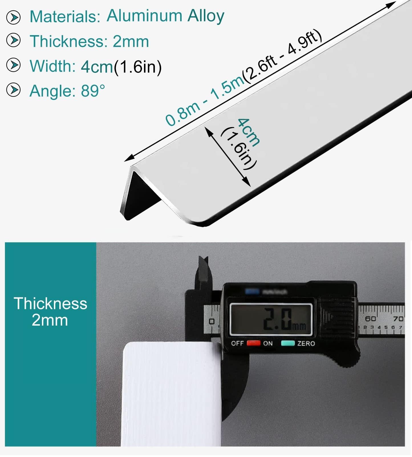 SRNSAEB Wall Corner Guard Black Self Adhesive, Aluminum Wall Corner Guard Edge Protector to Protect Walls and Home Decor, 2 3 4cm Width (Color : 2cm/0.8in Width, Size : 80cm/31.5in)