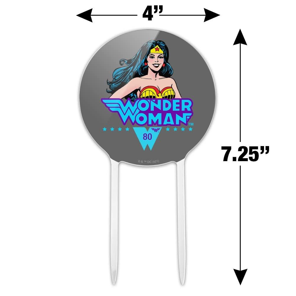 GRAPHICS & MORE Acrylic Wonder Woman 80th Classic Comic Smile Cake Topper Party Decoration for Wedding Anniversary Birthday Graduation