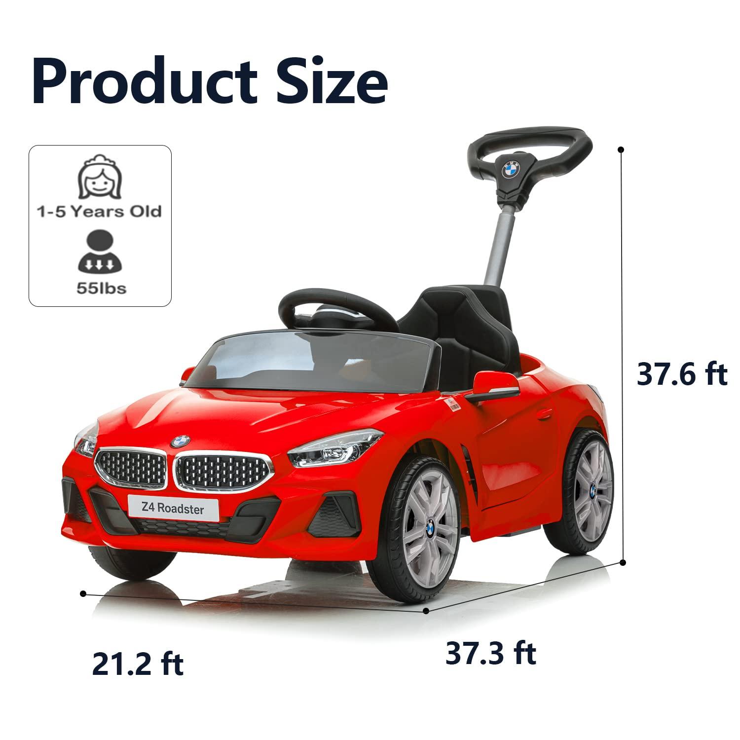 Voupou Voupou Push Ride-on Car for Toddlers 1-5, Licensed BMW Z4 Toddler Push Car with Adjustable Push Rod/Horn Music/Silent Wheel, Push Car for Baby Birthday Gift (Red)