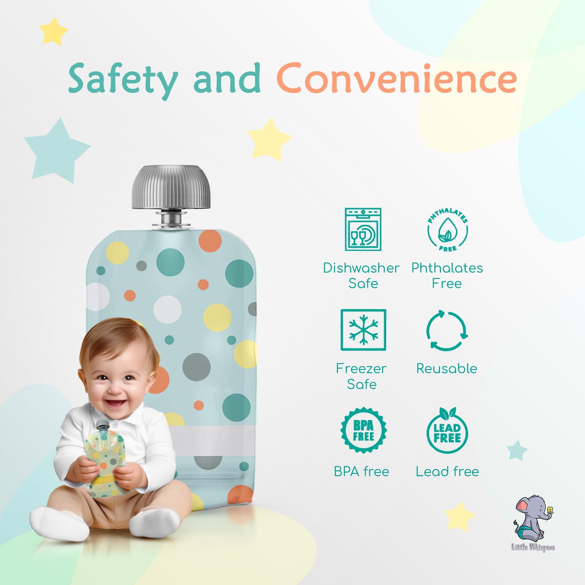 Little Whispers LittleWhispers Reusable Baby Food Pouches - Refillable with Applesauce, Yogurt, Fruit Puree, Smoothie - 10 Pack - Toddler & Kids Squeeze Pouch