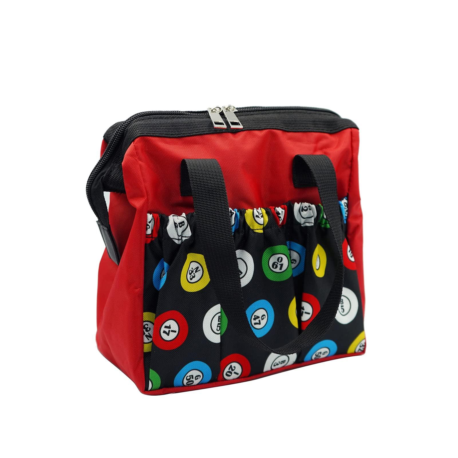 Yuanhe Yuanhe Bingo Dauber Bags with 6 Pockets Red Bingo Tote Bag